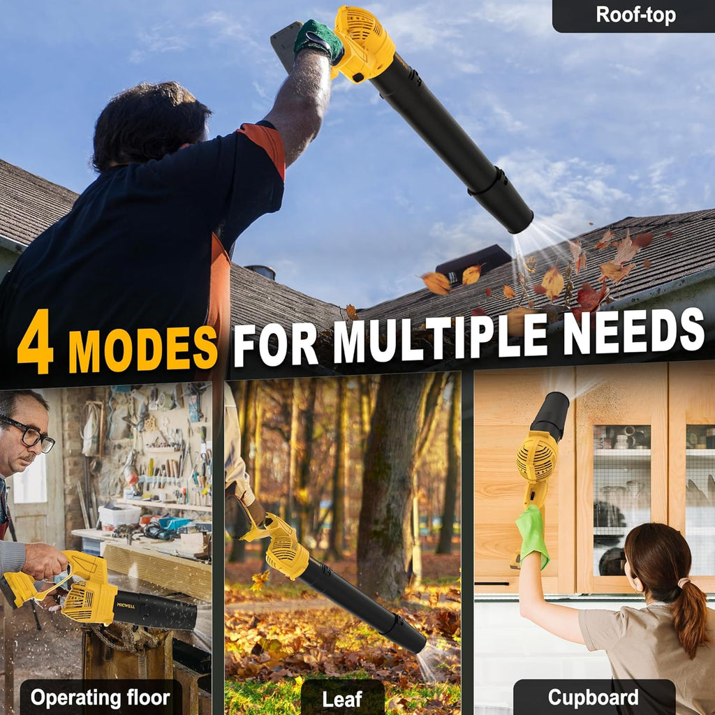 MICWELL 2-in-1 Cordless Power Tool Combo Kit: 4-Speed Brushless Impact Driver with LED Work Light & 5-Speed Variable Leaf Blower with 2 Handle Rotation Angles, Compatible with 20V Max Battery