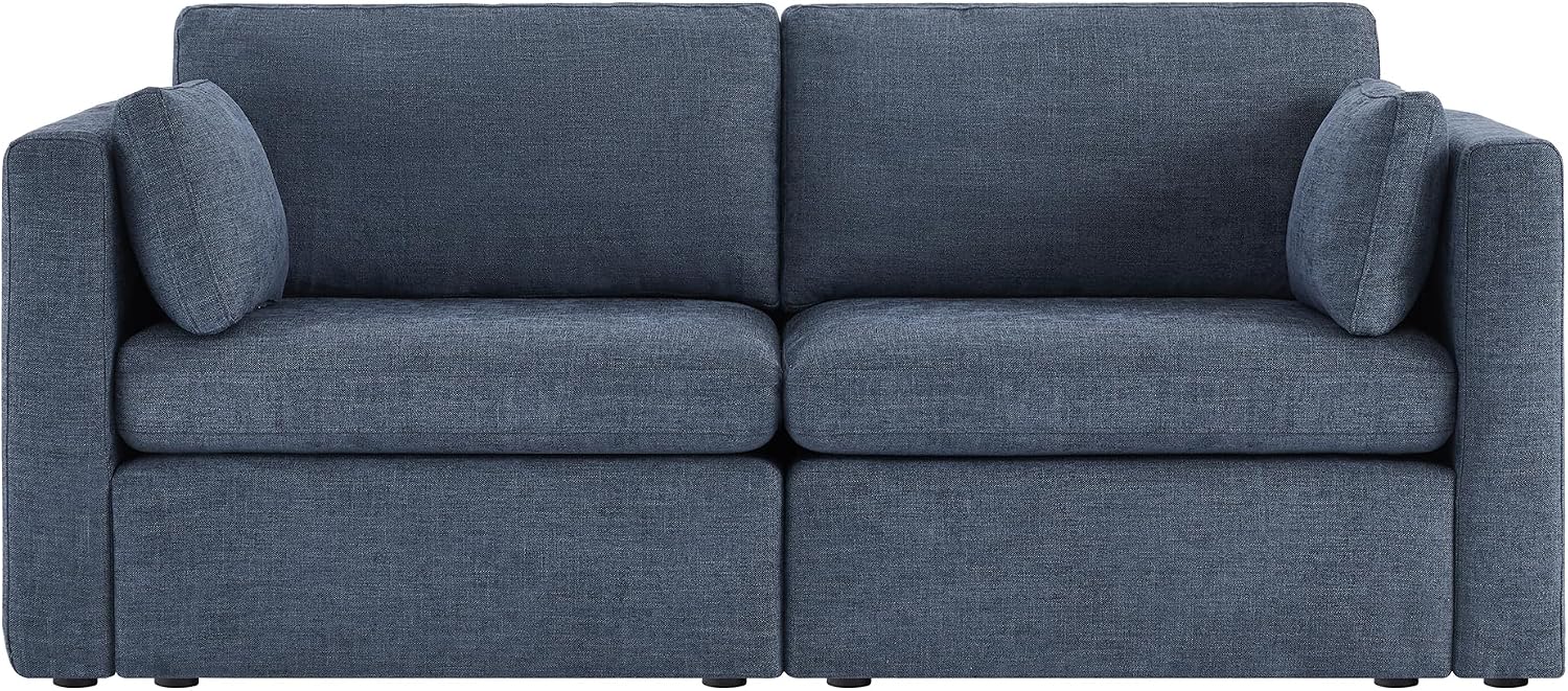 CHITA Small Modular Sectional Fabric Sofa Set, Extra Comfty Loveseat Cloud Couch, FSC Certified Modular Sectional Couch for Living Room, 78 inch Width,2 Seat Modular Sofa, Blue