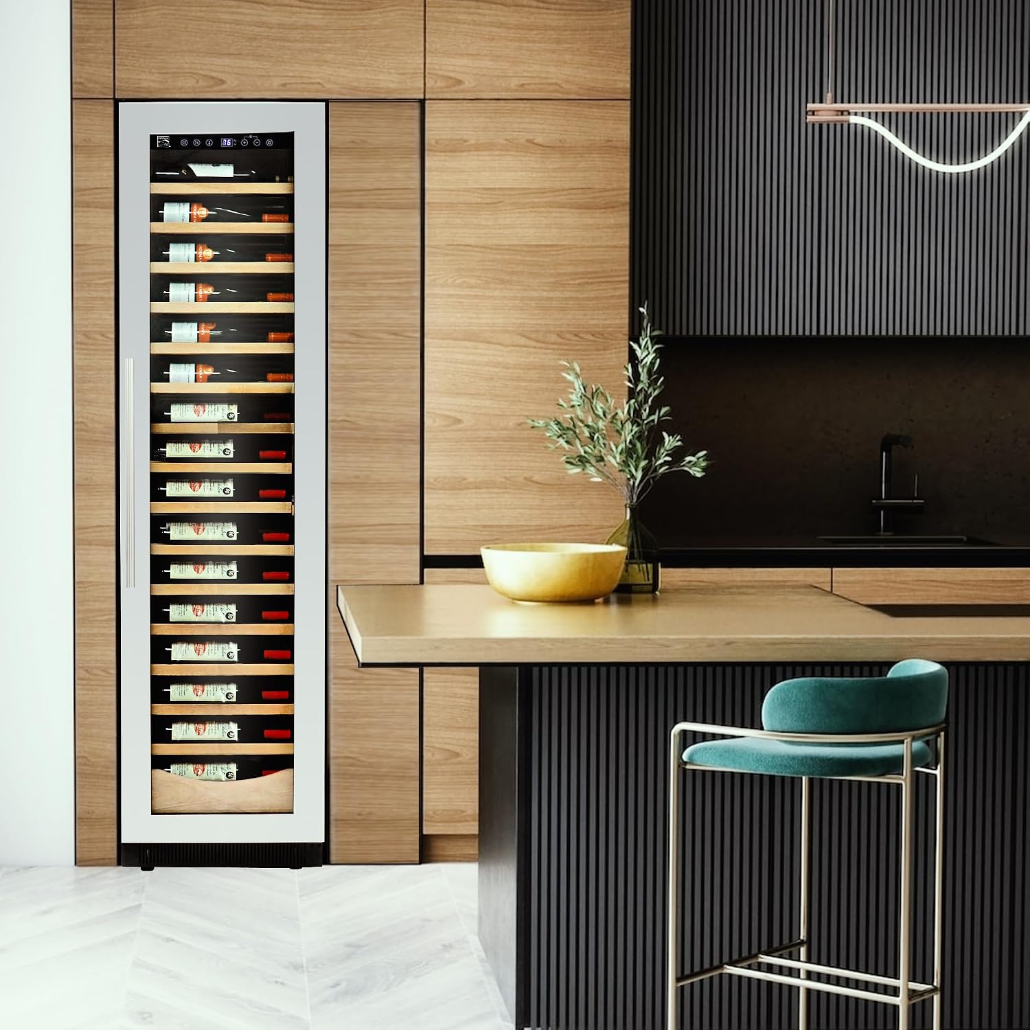 Koolatron Kenmore 112 Bottle Wine Fridge – Freestanding Wine Cooler with Glass Door, 18 inch, Beverage Can Refrigerator, Digital Temperature Control, Ideal for Red, White, Sparkling Wine & Champagne