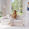 MAXYOYO 79' Loveseat Sofa Couch for Small Spaces, Upholstered Boneless Cloud Couch for Apartment Bedroom, 3-Seater Love Seat Floor Modern Sofa with Pillows, No Assembly Required, Beige