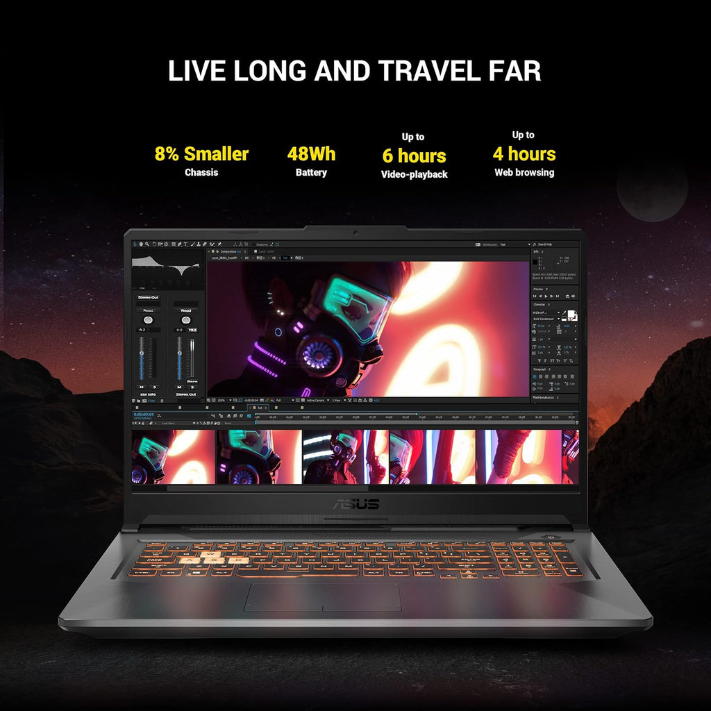 ASUS TUF Gaming A17 Gaming Laptop, 17.3â€ 144Hz FHD IPS-Type Display, AMD Ryzen 5 4600H, GeForce GTX 1650, 8GB DDR4, 512GB PCIe SSD, RGB Keyboard, Windows 11 Home, Bonfire Black Color, FA706IH-RS53