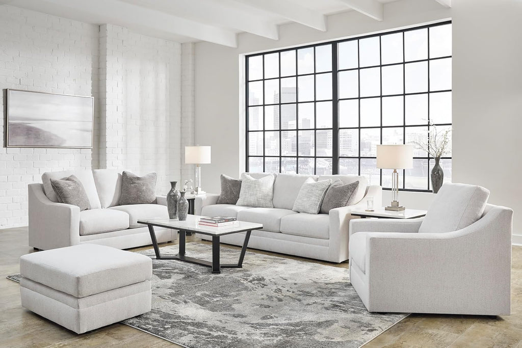 Signature Design by Ashley Maitelynn Contemporary Upholstered Chair with Non-Skid Legs, White