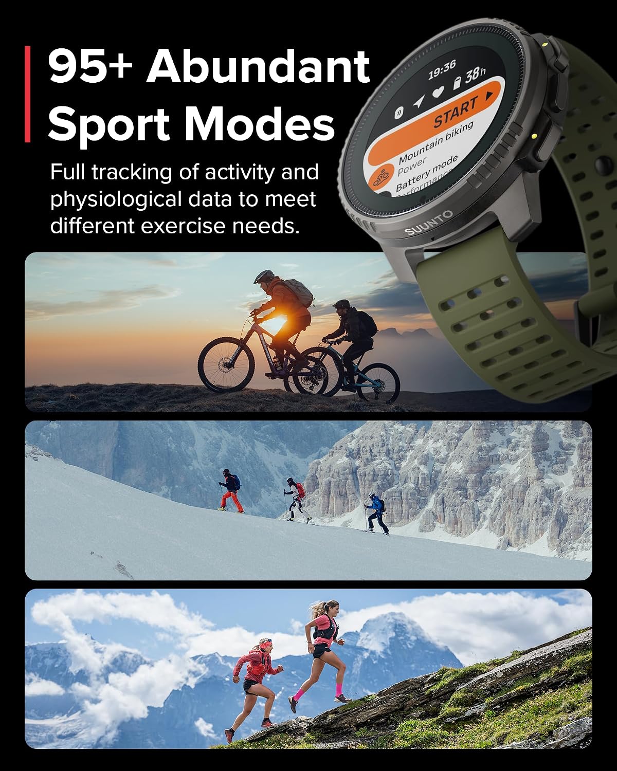 SUUNTO Vertical GPS Adventure Watch, Activity Tracker w/Dual-Band GNSS & Offline Maps, Supports 95+ Sports, Training Metrics & Recovery Insights, Solar Charging Opt. for 1yr Daily Use