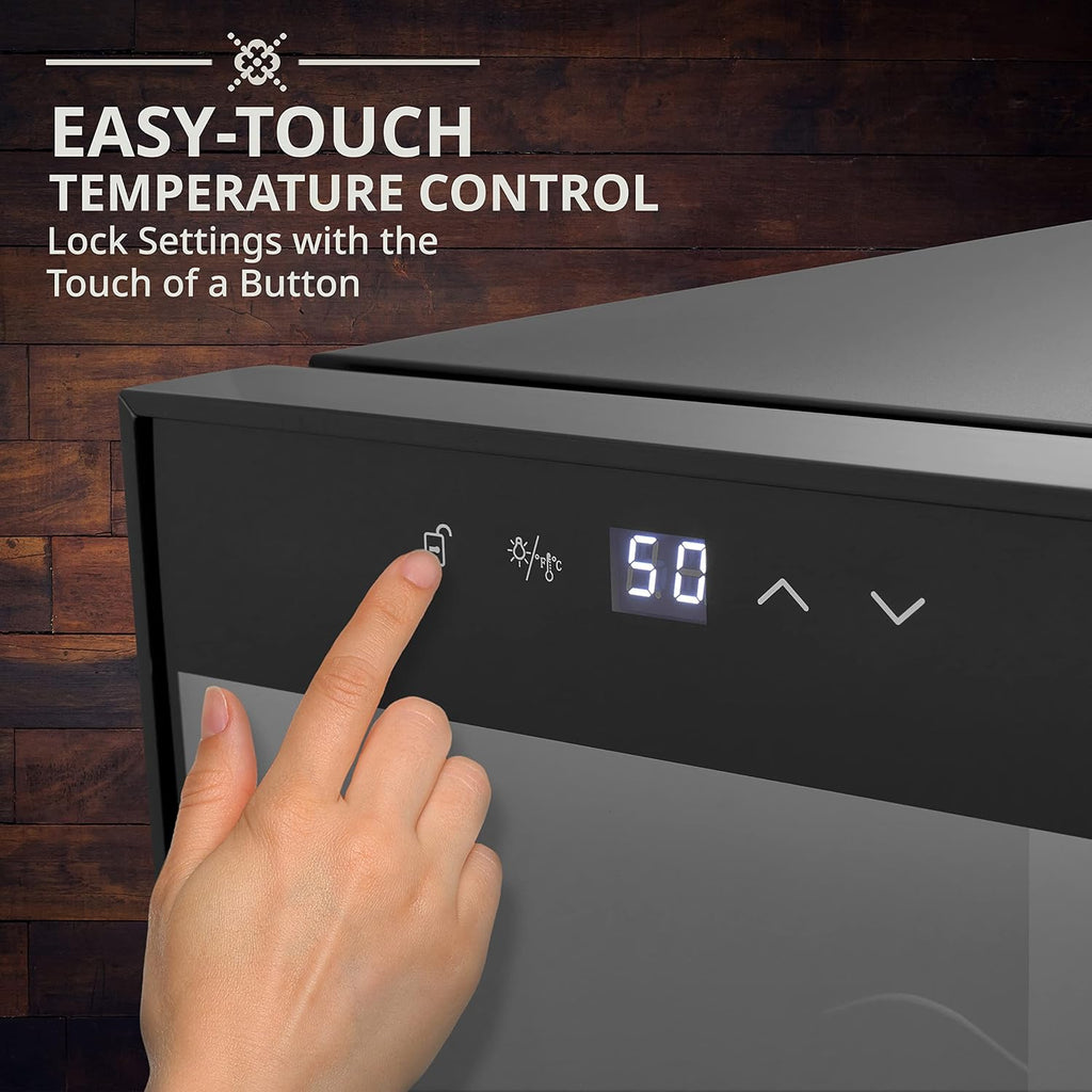 Ivation 14 Bottle Compressor Wine Cooler Refrigerator w/Lock | Large Freestanding Wine Cellar For Red, White, Champagne or Sparkling Wine | 41f-64f Digital Temperature Control Fridge Glass Door Black