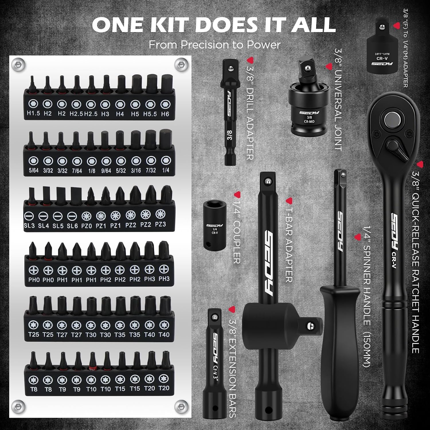 Premium 132-Piece Mechanics Tool Set, SAE/Metric 1/4' & 3/8' Drive Socket Set, Ratcheting Wrenches, Extensions & Adapters, Quick-Release Ratchet, Professional Auto Repair Tool Kit with Storage Case