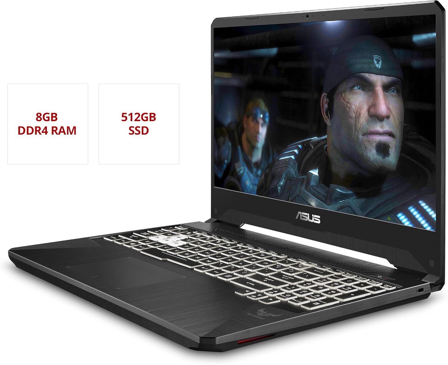 ASUS TUF Gaming Laptop, 15.6' 144Hz Full HD IPS-Type, AMD Ryzen 7 3750H, GeForce GTX 1650, 8GB DDR4, 512GB PCIe SSD, Gigabit Wi-Fi 5, Windows 10 Home, FX505DT-ES73