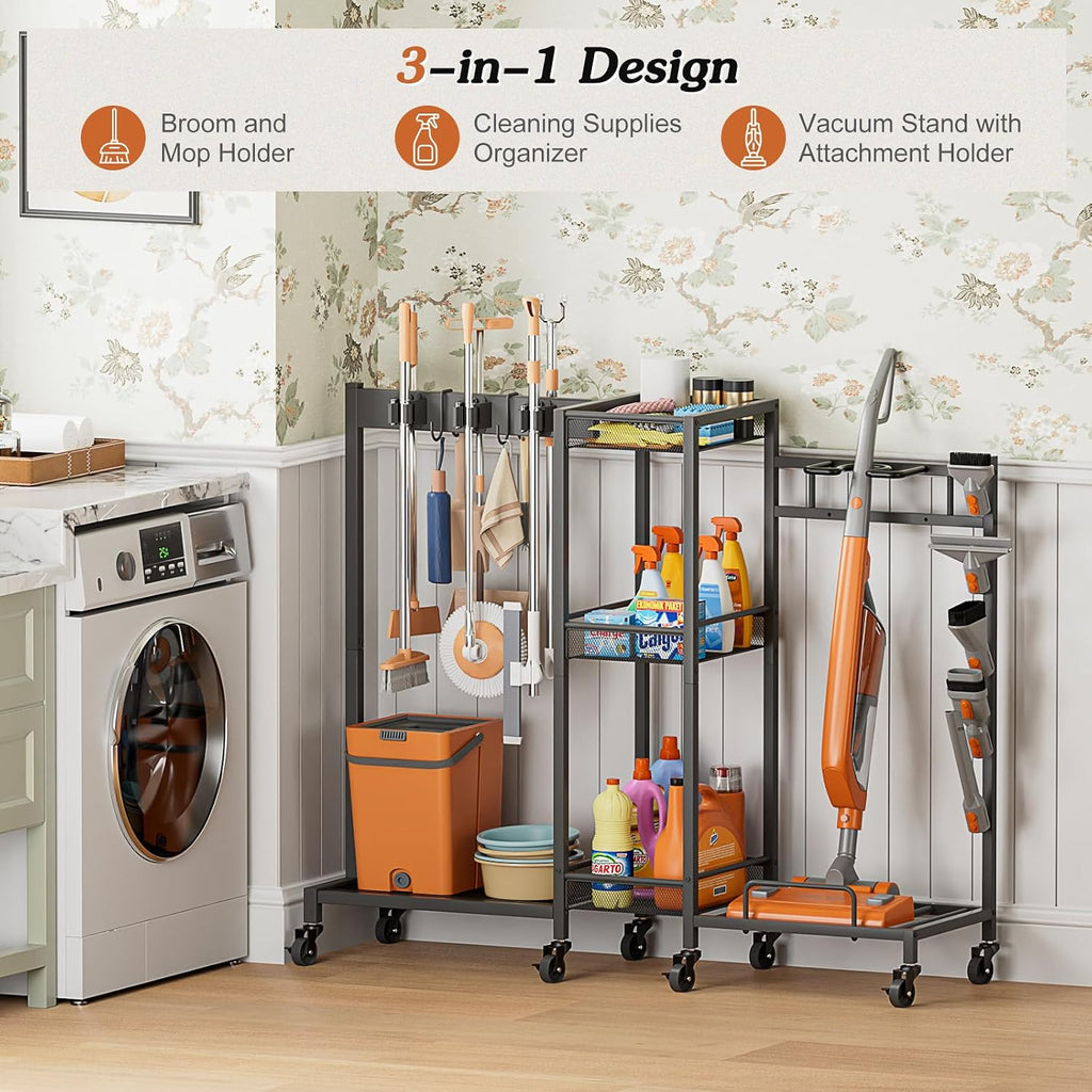 Olakee Vacuum Stand for Dyson and Broom Holder Cart