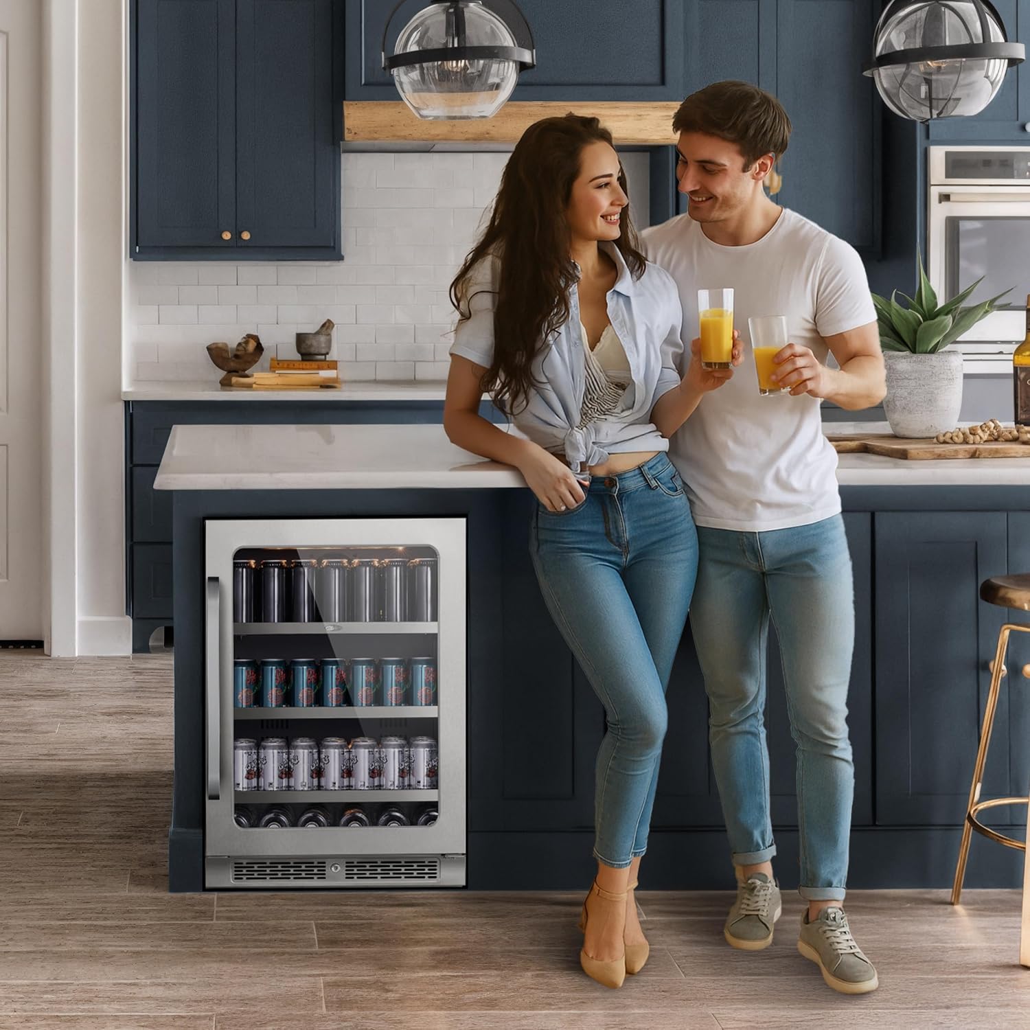 Whynter BSR-140SB 24 inch Built-ln 140 Cans Undercounter Stainless Steel Beverage Fridge with Reversible Door, Digital Control, Lock, and Carbon Filter