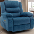 Korser Power Recliner Chair, Electric Rocker Recliner with Massage and Heat, 270° Swivel Glider, Oversized Wide Seat with USB Port, Cashmere Nursery Chair for Living Room, Blue