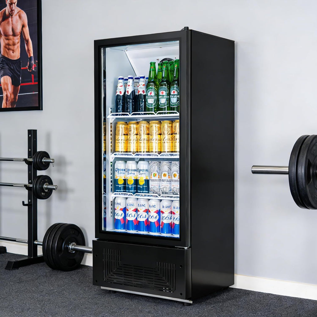 6.5 Cu.Ft Commercial Beverage Refrigerator Glass Door Upright Drink Cooler Display Fridge with Adjustable Shelves and LED Light for Restaurant Bar Store Office