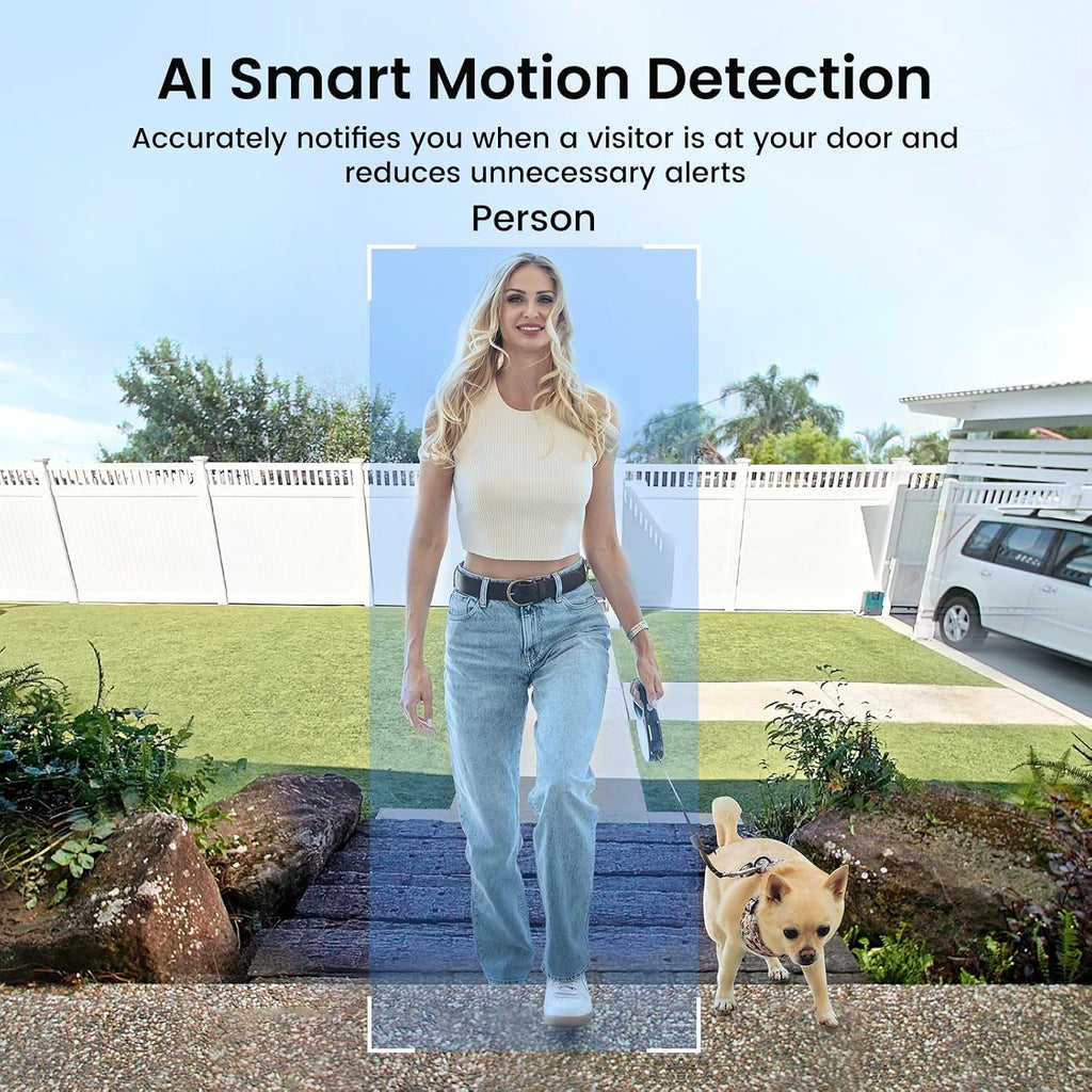 aosu Solar Security Cameras Wireless Outdoor, Doorbell Camera Wireless - Head-to-Toe View,