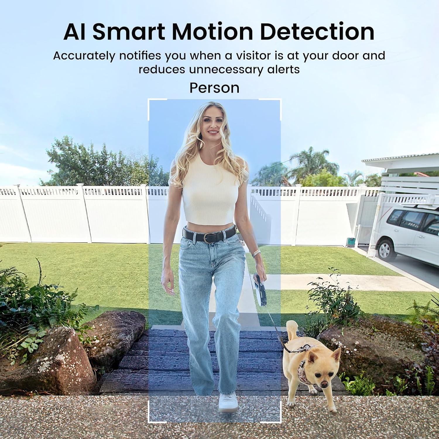 aosu Solar Security Cameras Wireless Outdoor, Doorbell Camera Wireless - Head-to-Toe View,