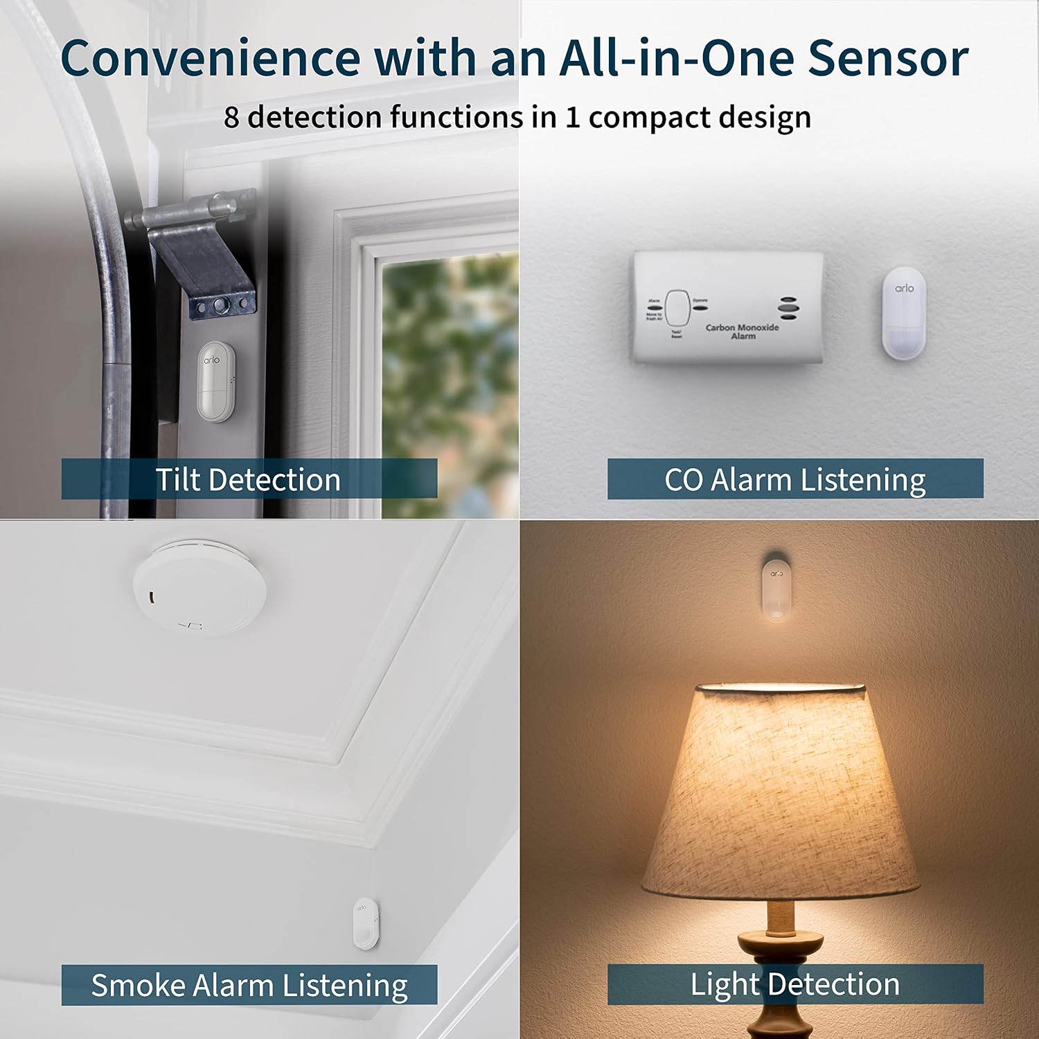 Arlo Home Security System - Wired Keypad Sensor Hub, (3) 8-in-1 Sensors, 24/7 Professional Monitoring- No Contract Required, DIY Installation, Alarm System for Home Security – SS1201, White
