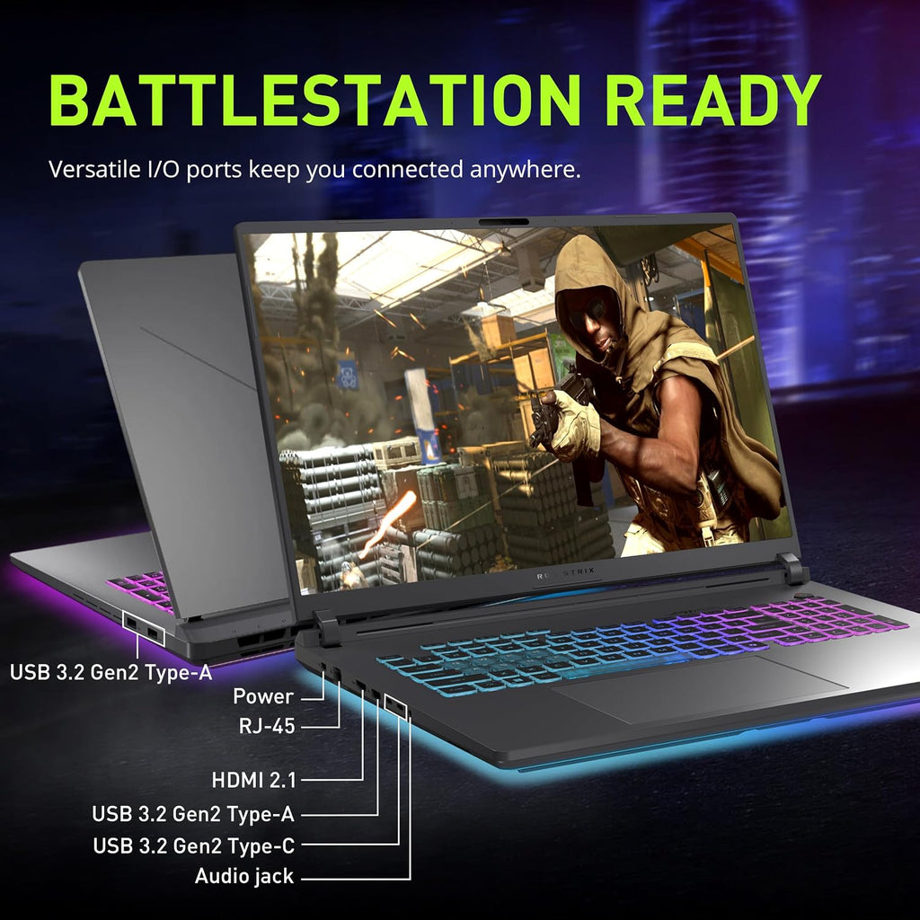 ASUS ROG Strix G18 18' WQXGA 240Hz Gaming Laptop, GeForce RTX 5070 8GB, Intel Ultra 9 275HX, 64GB DDR5, 3TB Storage (2TB SSD + 1TB Docking Station Set), Backlit Keyboard, IR Camera, Win 11 Pro, Gray