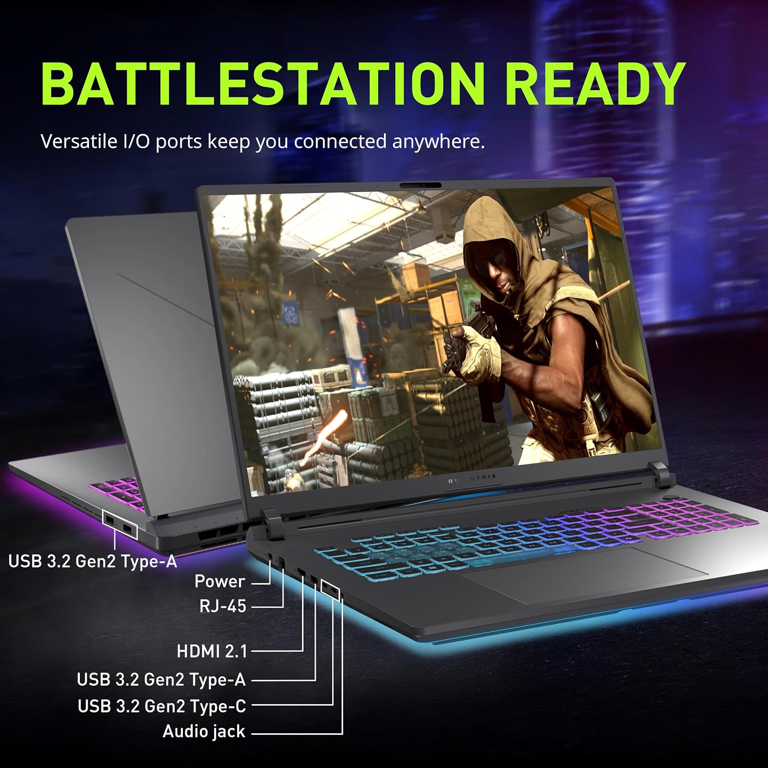 ASUS ROG Strix G18 18' WQXGA 240Hz Gaming Laptop, GeForce RTX 5070 8GB, Intel Ultra 9 275HX, 16GB DDR5, 2TB Storage (1TB SSD + 1TB Docking Station Set), Backlit Keyboard, IR Camera, Win11 Pro, Gray