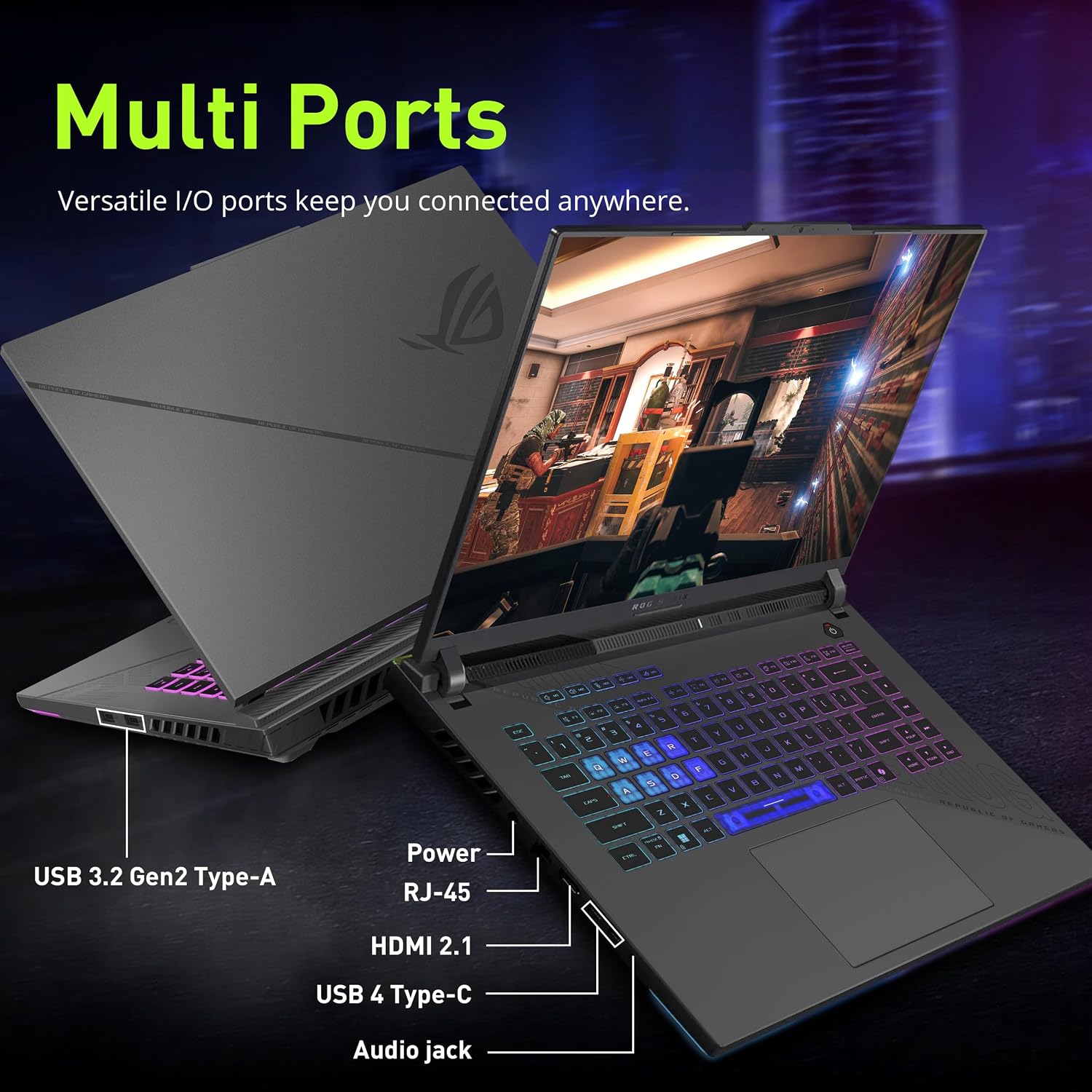 ASUS ROG Strix G16 16' WUXGA 165Hz Gaming Laptop, AMD Ryzen 9-8940HX, GeForce RTX 5070 Ti 12GB GDDR7, 64GB DDR5, 2TB PCIe SSD, RGB Backlit Keyboard, Gray, Win 11 Pro, 1TB Docking Station Set