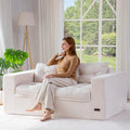 MAXYOYO 63' Loveseat Sofa Couch for Small Spaces, Upholstered Boneless Cloud Couch for Apartment Bedroom, 2-Seater Love Seat Floor Modern Sofa with Pillows, No Assembly Required, Beige