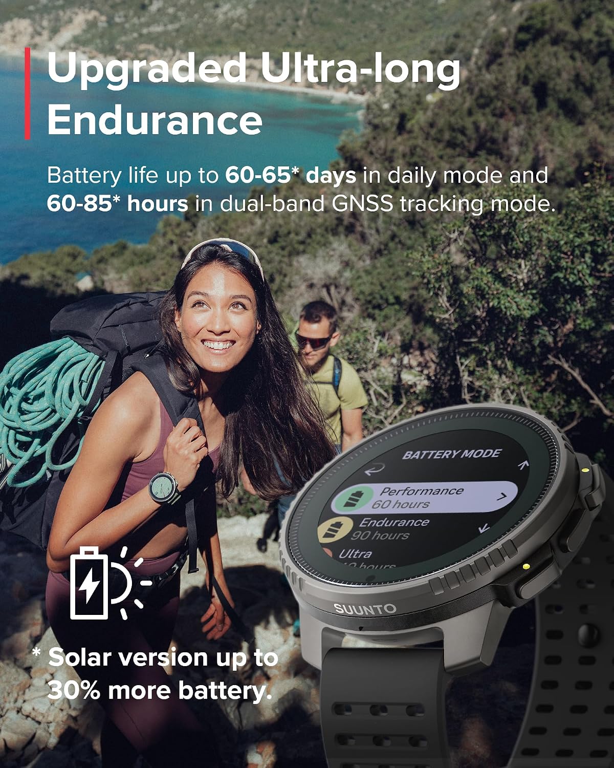 SUUNTO Vertical GPS Adventure Watch, Activity Tracker w/Dual-Band GNSS & Offline Maps, Supports 95+ Sports, Training Metrics & Recovery Insights, Solar Charging Opt. for 1yr Daily Use
