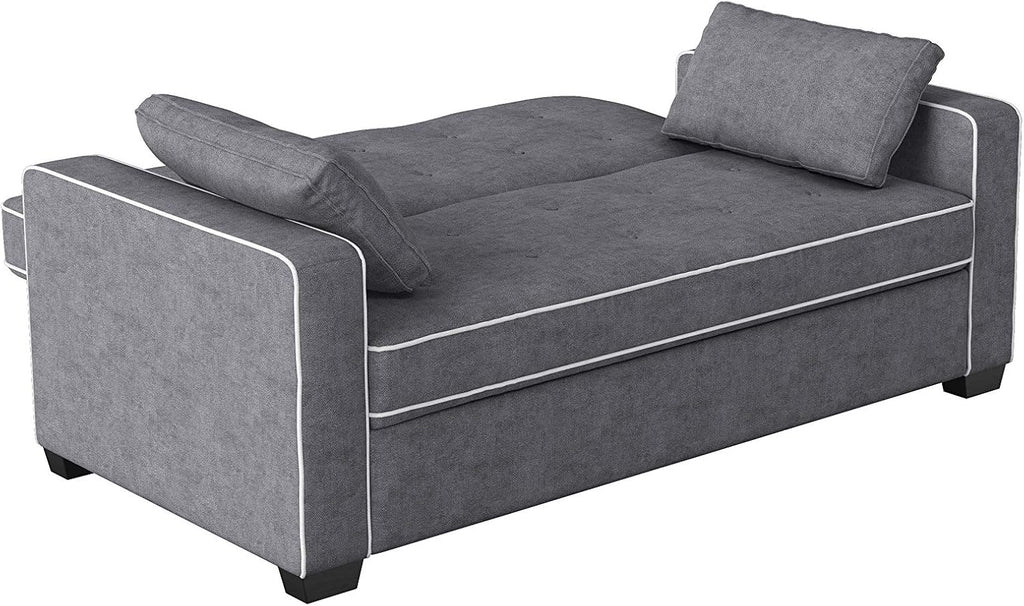 Serta Ainsley 72.6' Convertible Sleeper Sofa, Queen Size, Dreamcoil Comfort, Soft Woven Fabric, Charcoal