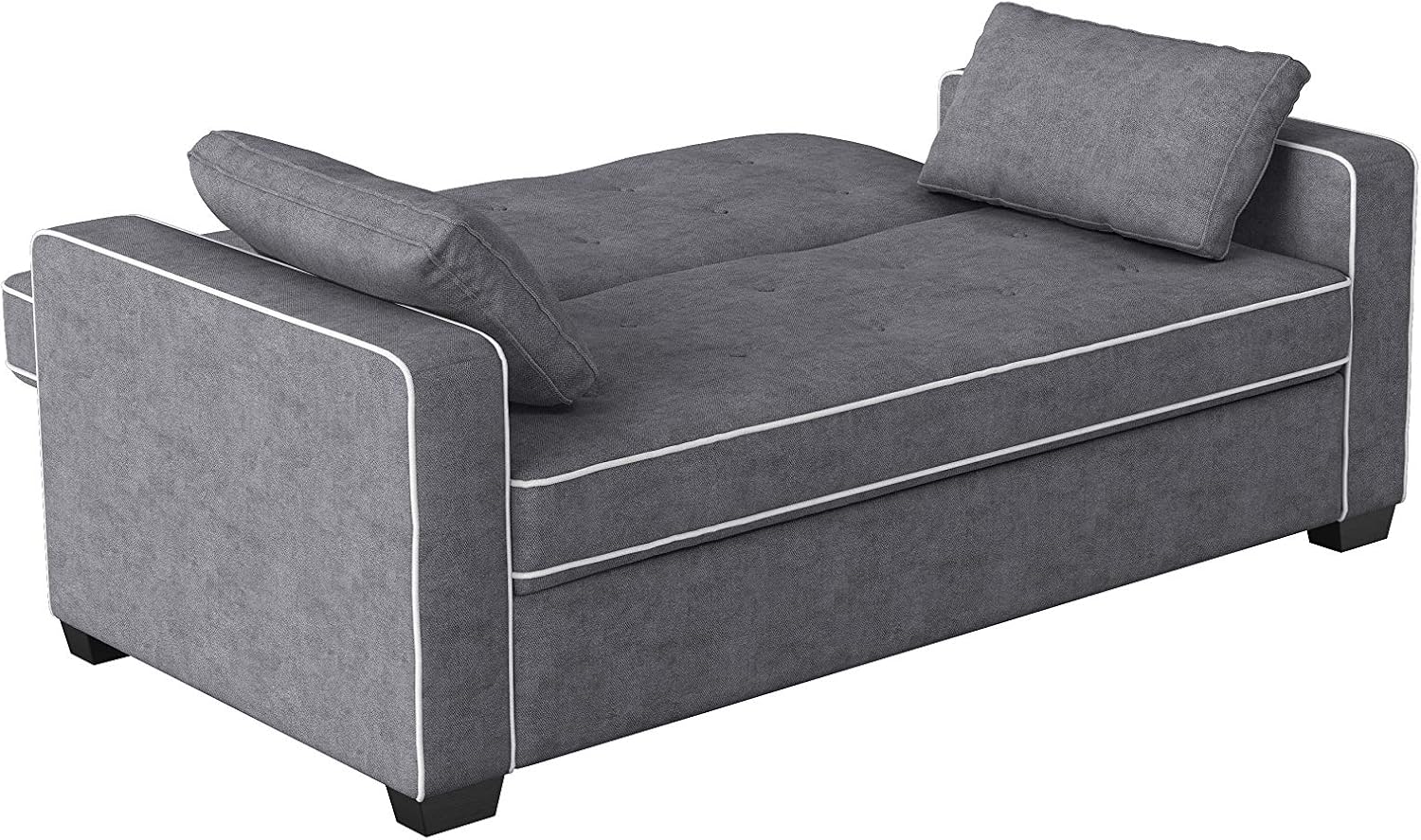 Serta Ainsley 72.6' Convertible Sleeper Sofa, Queen Size, Dreamcoil Comfort, Soft Woven Fabric, Charcoal