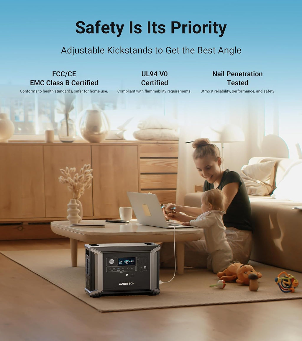 Dabbsson DBS2300 Plus Portable Power Station with 210W Solar Panel, 2330Wh EV Semi-Solid State LiFePO4 Battery,4x2200W AC Outlets(3000W with P-Boost), Solar Generator for Outdoor Camping, Home Backup