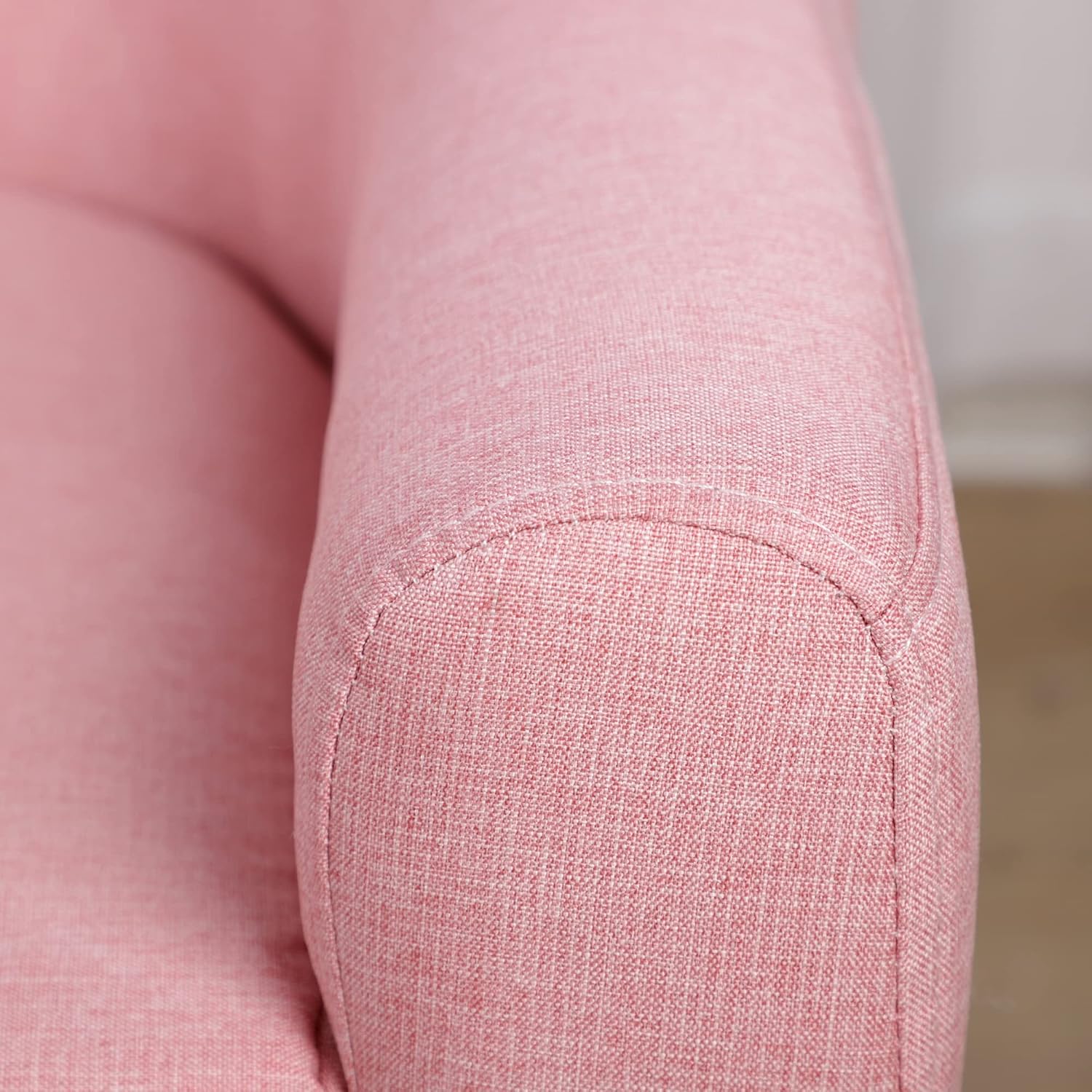 Qaba 2-Seat Kids Sofa, Toddler Sofa Couch, Linen-Like Fabric and Wooden Frame Sofa Chair for Ages 3-7, 11' High Seat, Pink