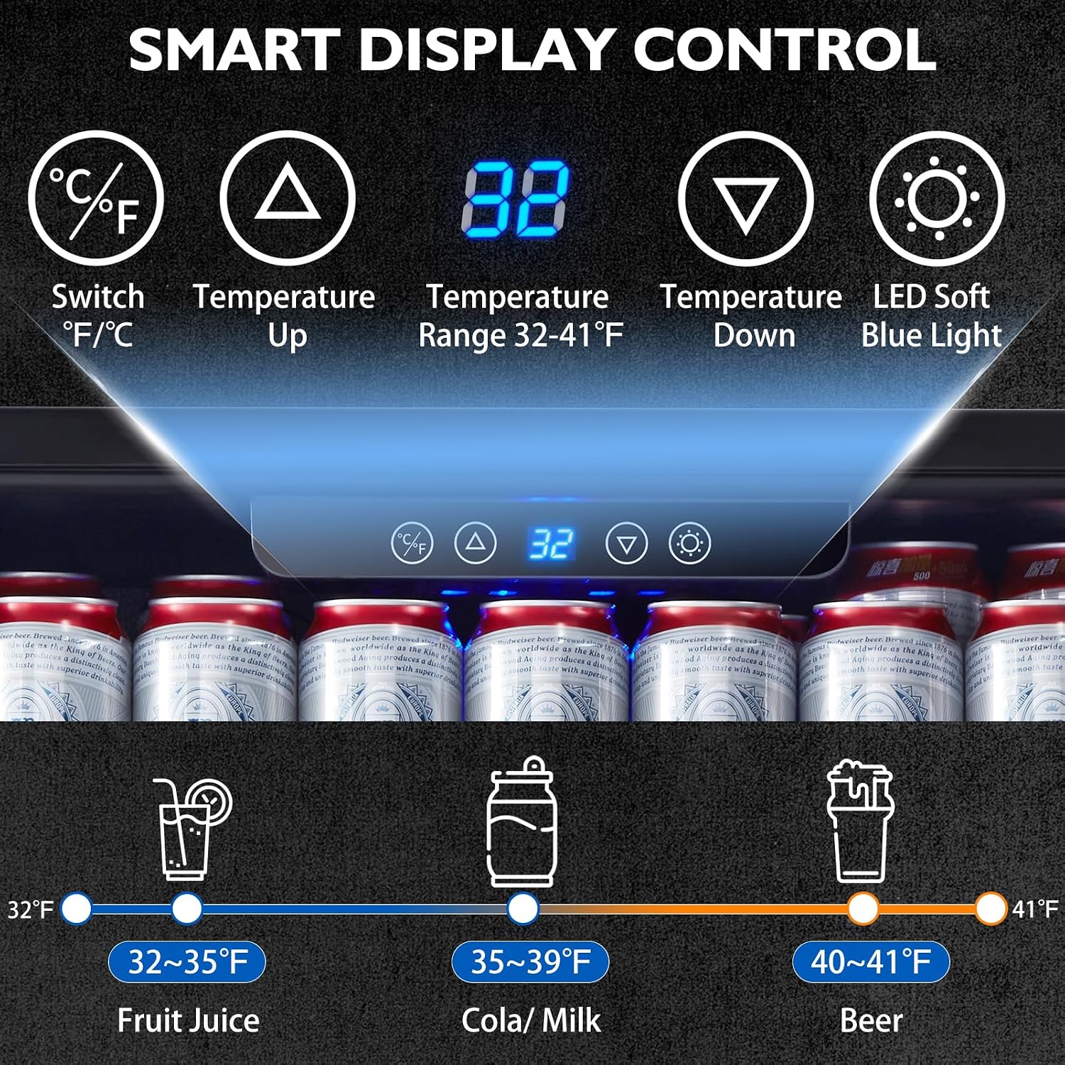 Kalamera Beverage Refrigerator 24 Inch, Under Counter 150 Cans Mini Drinks Fridge with Stainless Steel Door, Beverage Cooler Built-in and Freestanding, 32-40℉ Temperature Range