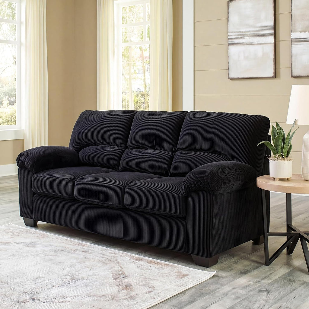 Signature Design by Ashley SimpleJoy Modern Sofa for Living Room, Black