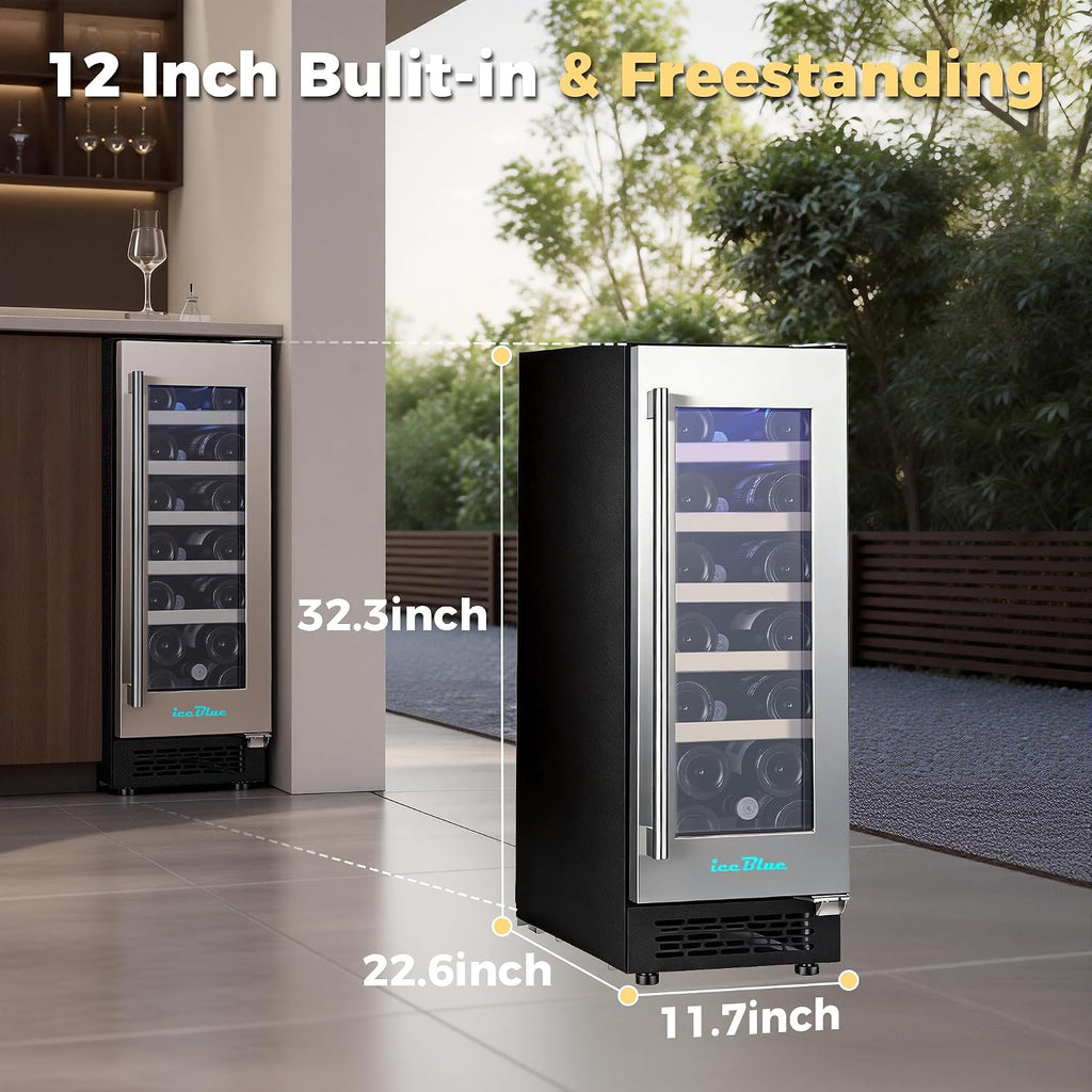 Iceblue Wine Fridge, 20 Bottles Wine Cooler Refrigerator, 41℉-72℉ Adjust Temperature Mini Fridge, Built-in Wine Refrigerator, Freestanding Beverage Refrigerator for Home, Office, Bar, Gift (Silver)