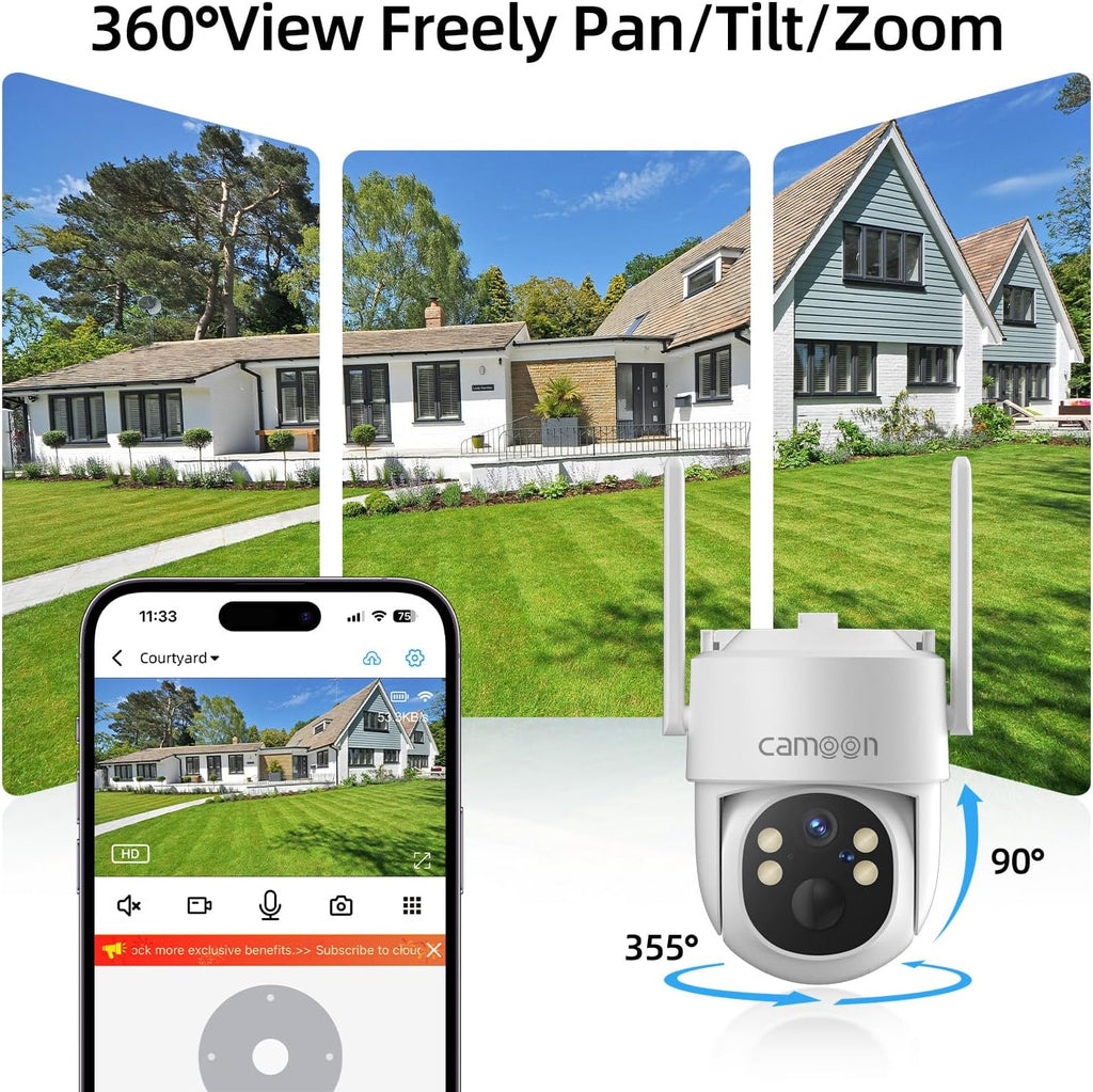 2K Solar Security Cameras Wireless Outdoor, 5/2.4Ghz WiFi Cameras for Home Security, Color Night Vision, Human Detection, Two-Way Audio, SD/Cloud Storage(4 Camera)