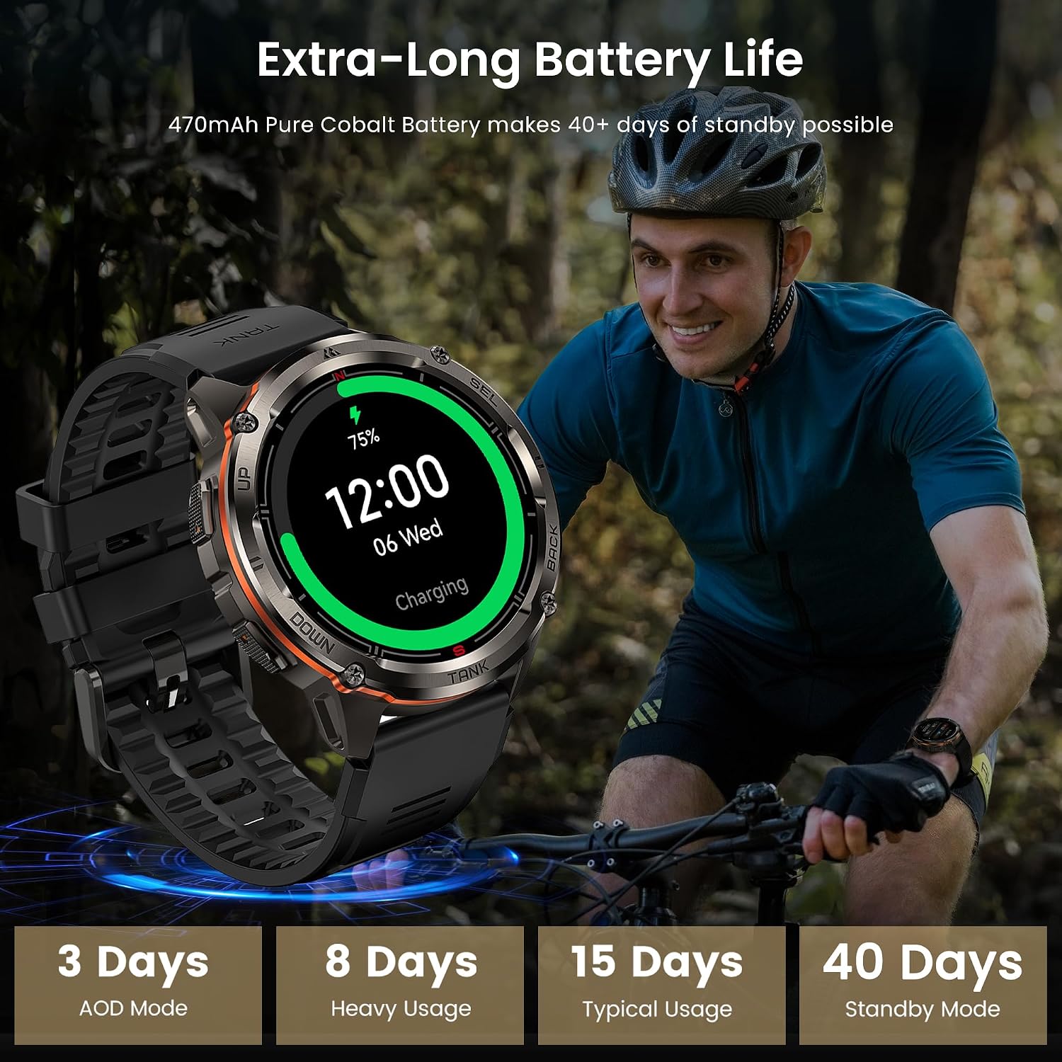 KOSPET Tank T3 Ultra 2 Smart Watch for Men GPS, Extra-Long Battery, Full Stainless Steel Body Rugged Smartwatch with Bluetooth Calling, 1.43' AMOLED Display, Pressure&Altitude&Compass