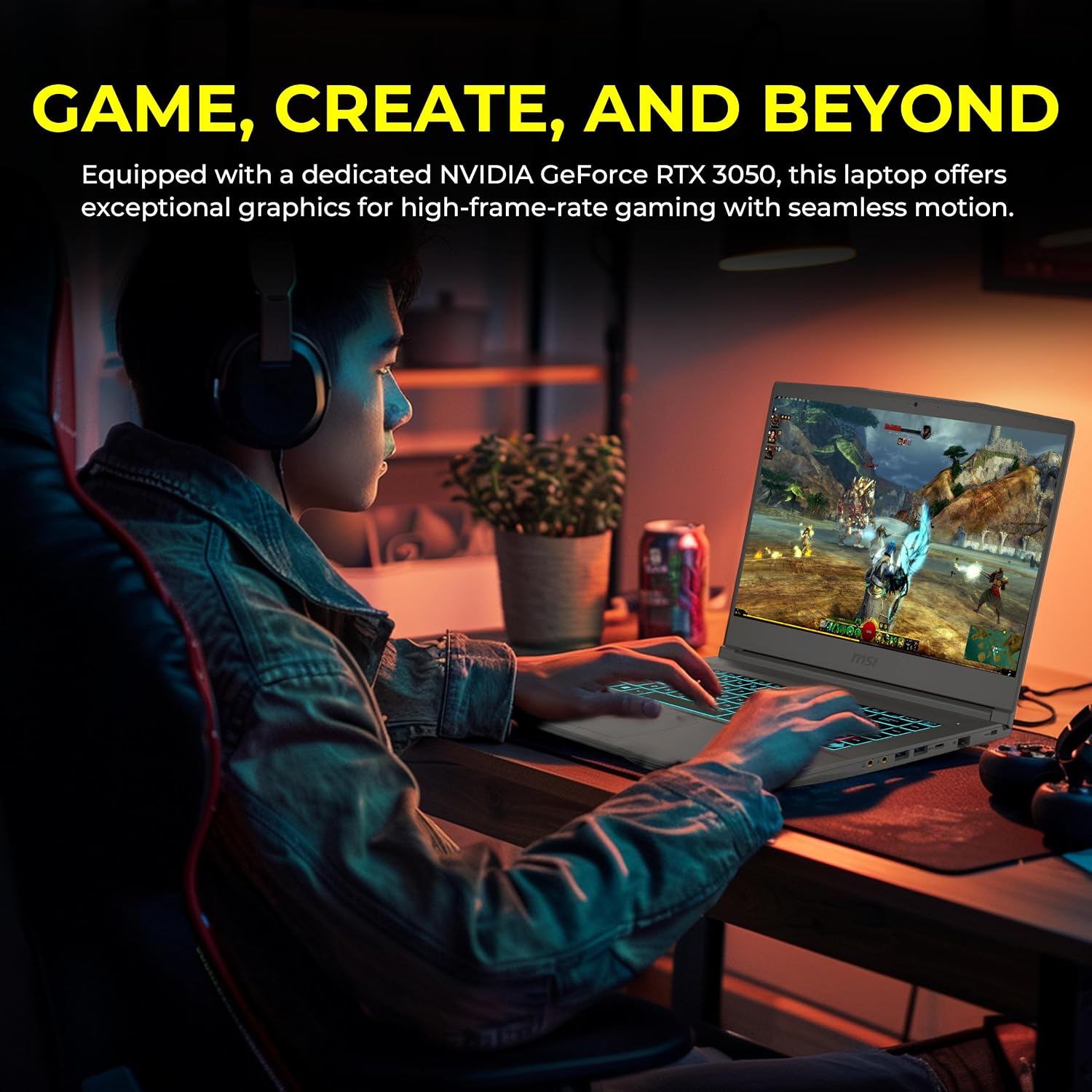 msi Thin 15.6' 144Hz FHD Display Gaming Laptop, Intel Core i5-13420H, NVIDIA GeForce RTX 3050, 16GB RAM, 3TB Storage (2TB SSD&1TB Docking Station Set), Wi-Fi 6, Backlit Keyboard, Win 11 Pro, Gray