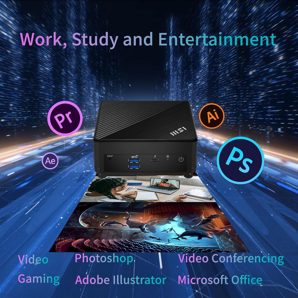msi Cubi B0A8 Premium Compact Desktop - 12th Gen Intel i7-1255U Processor, 32GB RAM, 2TB SSD, Wi-Fi 6, Windows 11 Pro, Support 4K@60Hz Triple Display for Home/Office/Gaming