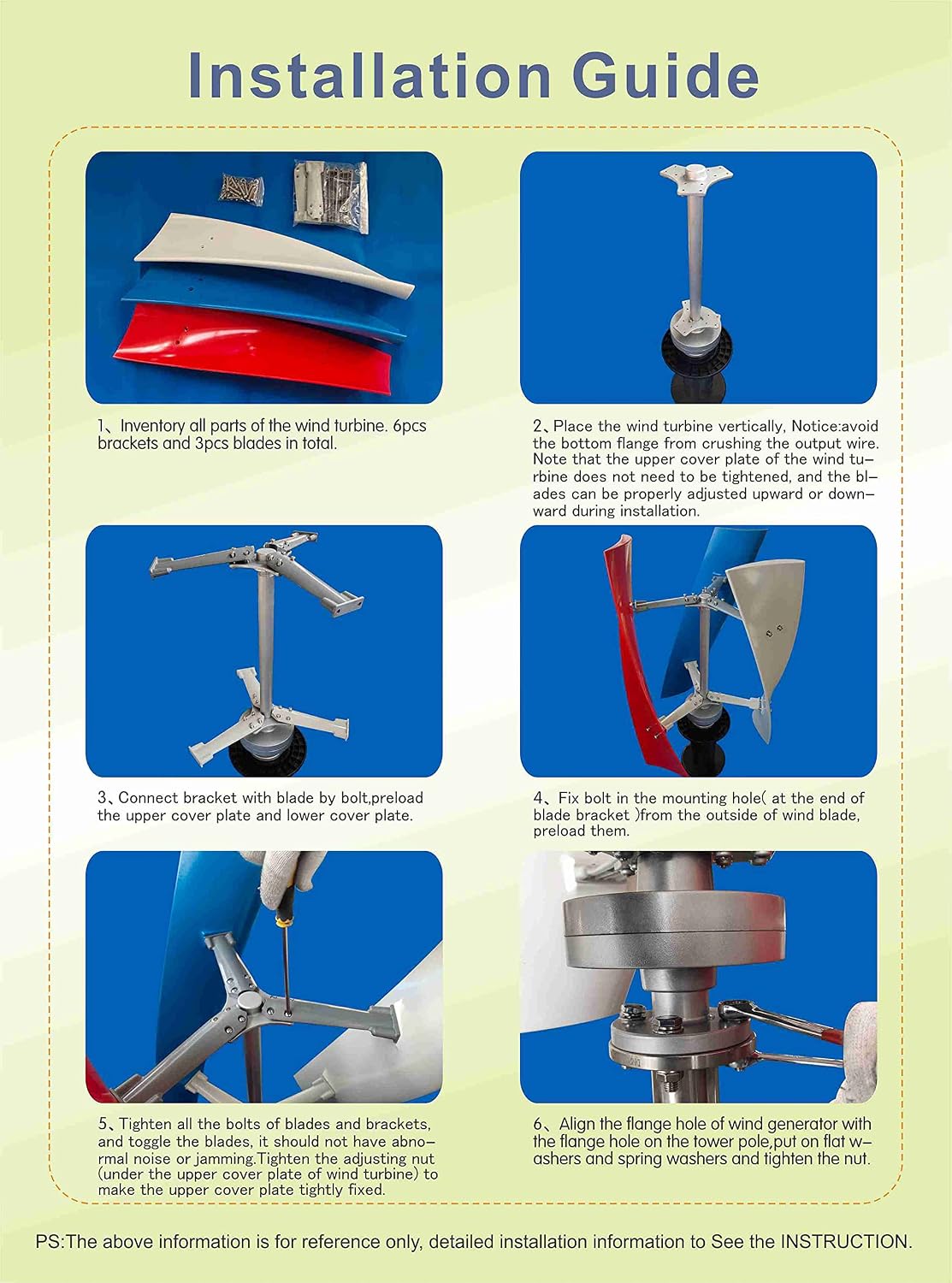 1000W-3000W Wind Turbine Generator Kit, 3 Blade 12V/24V/48V/220V Wind Energy Power Generator for Home, Business,Street Lighting