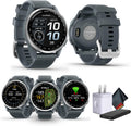 Garmin Approach S44 Essential Golf Watch with GPS, AMOLED Display, On-Course Features, Sports and Fitness Smartwatch, Silver Aluminum Bezel with Twilight Silicone Band Bundle