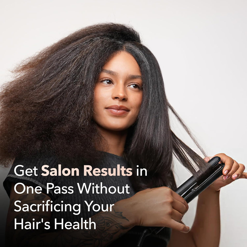 SRILabs StyleQ Flat Iron Hair Straightener — Red Light Therapy, Titanium Plates, Graphene Technology, Negative Ions | 12 Heat Settings | Frizz-Free Results for All Hair Types