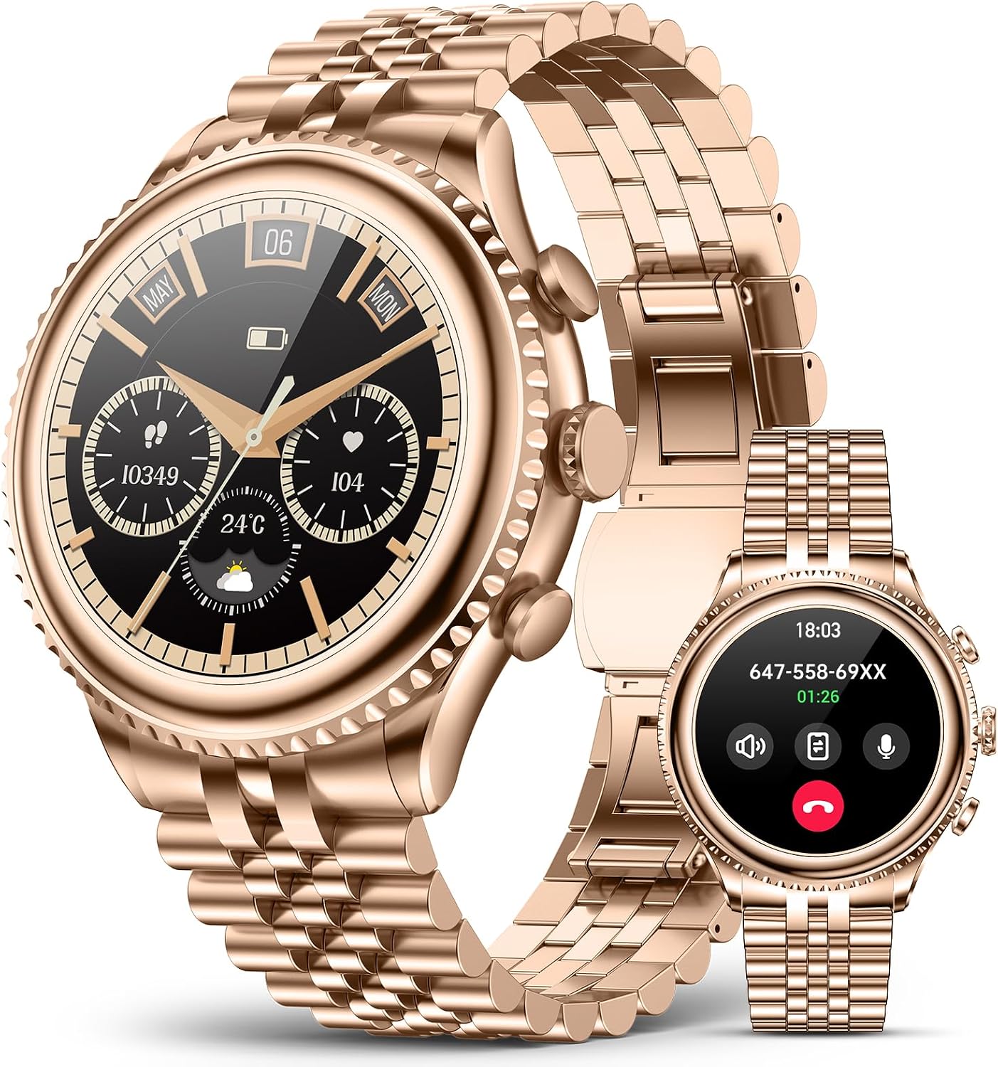 2026 Luxury Smart Watch for Men, Rotating Dial (Axe-Cut Bezel) Smartwatch, 1.32' AMOLED Display, Heart Rate, Blood Pressure, SpO2, Sleep Monitor, Stainless Steel Build, Compatible Android and iOS