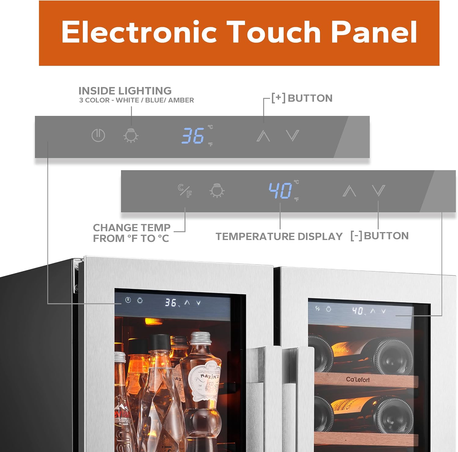 Ca'Lefort 24 Inch Panel Ready Wine and Beverage Refrigerator - 60 Can and 20 Bottle Wine Fridge Dual Zone 36-72°F Built in Cooler, 4.10 cu.ft Refrigerator Perfect for Home/Kitchen(Panels Not Included)