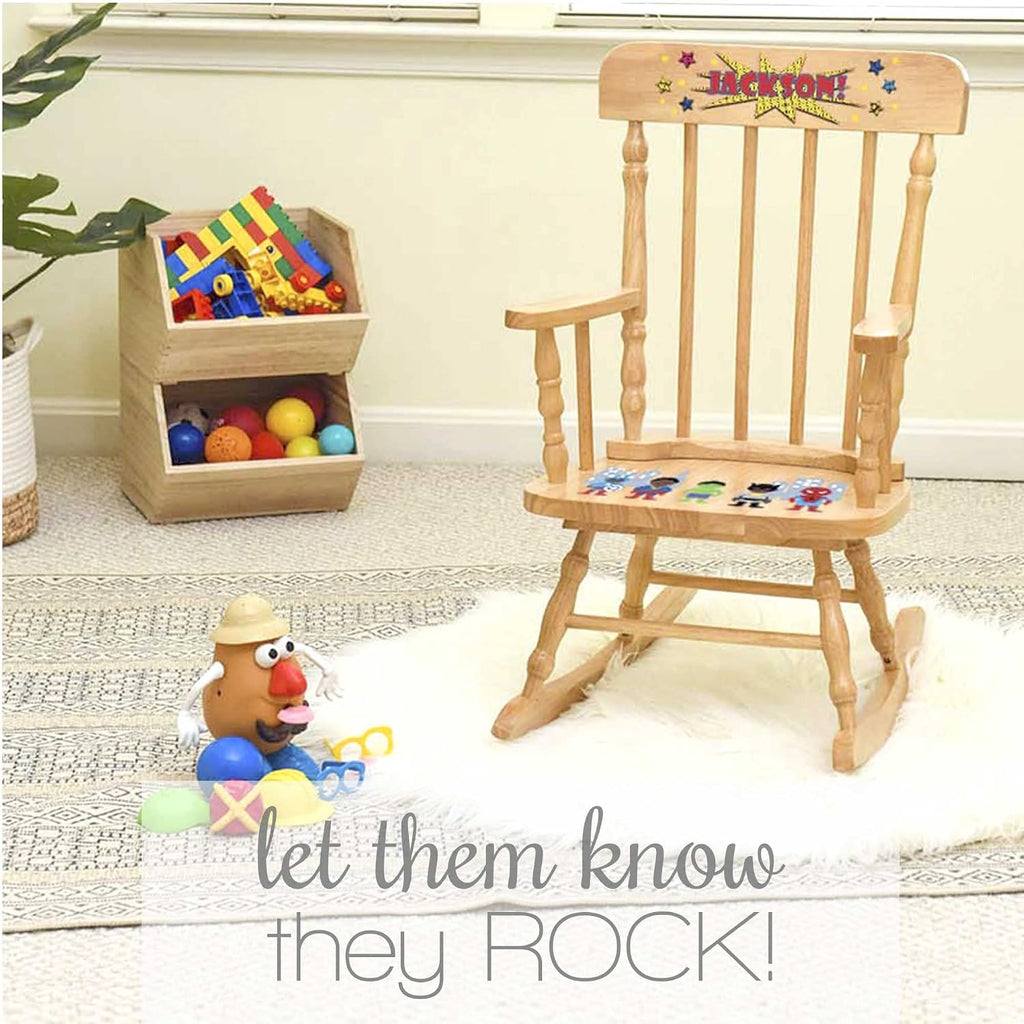 My Bambino Personalized Wooden Rocking Chair for Kids | Children's White Rocking Chair I Love You to The Moon and Back | Custom Name Toddler Chair | Baby Shower & Birthday Gift