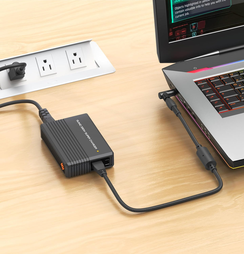 330W 20V 16.5A Gaming Laptop Charger – Multi-Port Power Adapter Power Supply AC Adapter with 1 DC & 2 USB-C Ports, Compatible with Dell, MSI, Lenovo, HP, Razer, Asus, Acer (Without DC Adapter)