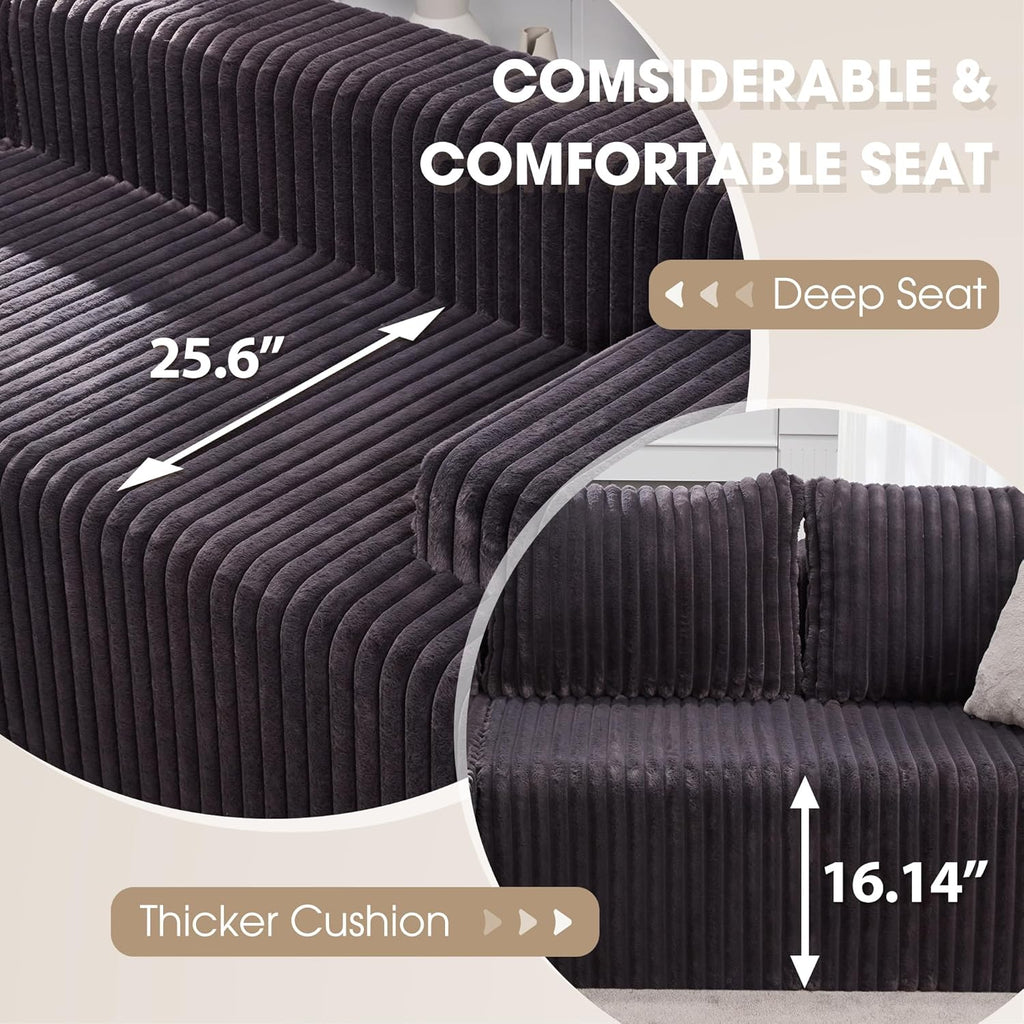 Modular Sectional Sofa Couches L-Shape Couch 3 Seat Modular Sofa Memory Foam Sectional Couches for Living Room, Cloud Couch with Oversized Chaise (Dark Grey Facing Chaise)