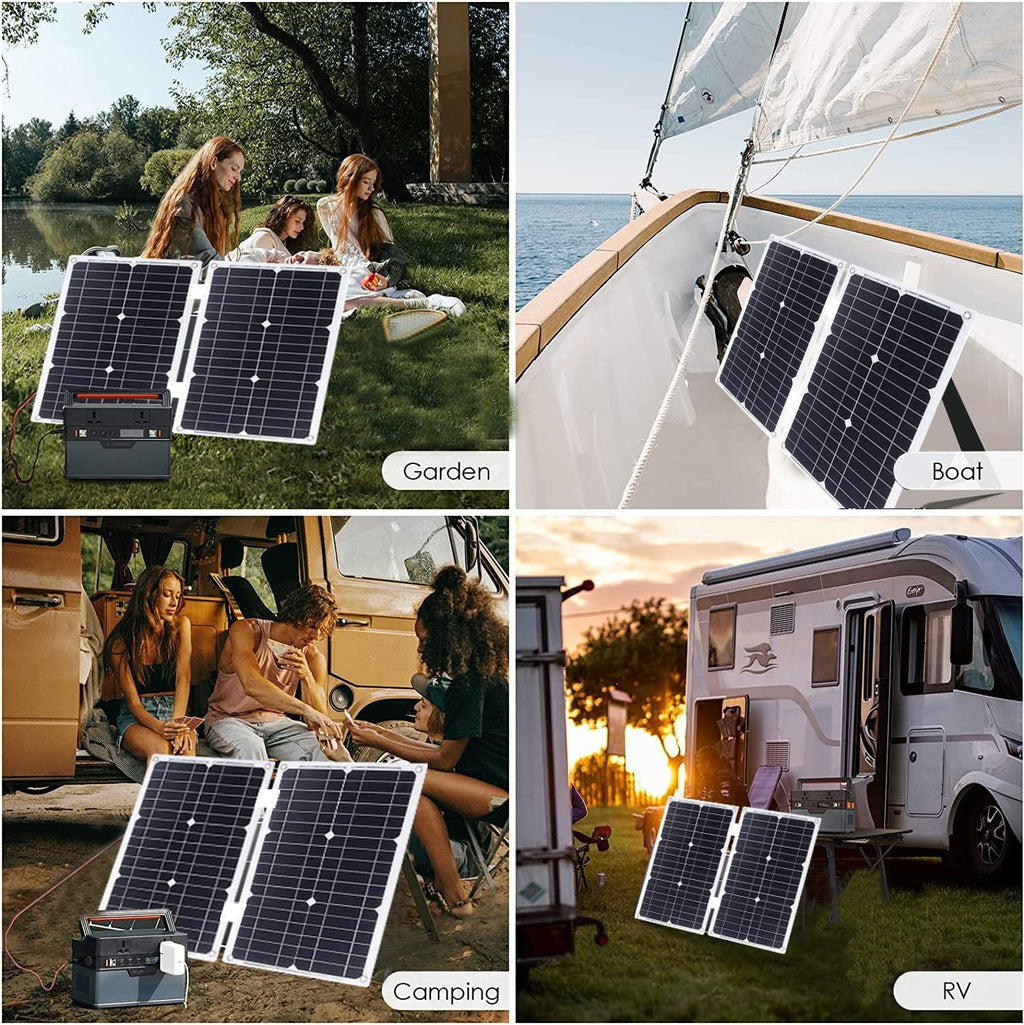 Solar Power System Set 36W Folding Solar Panel with Four USB Chargers + 3000W Power Inverter DC12V-110V/220V + 30A Solar Charge Controller(Yellow,12V-220V)