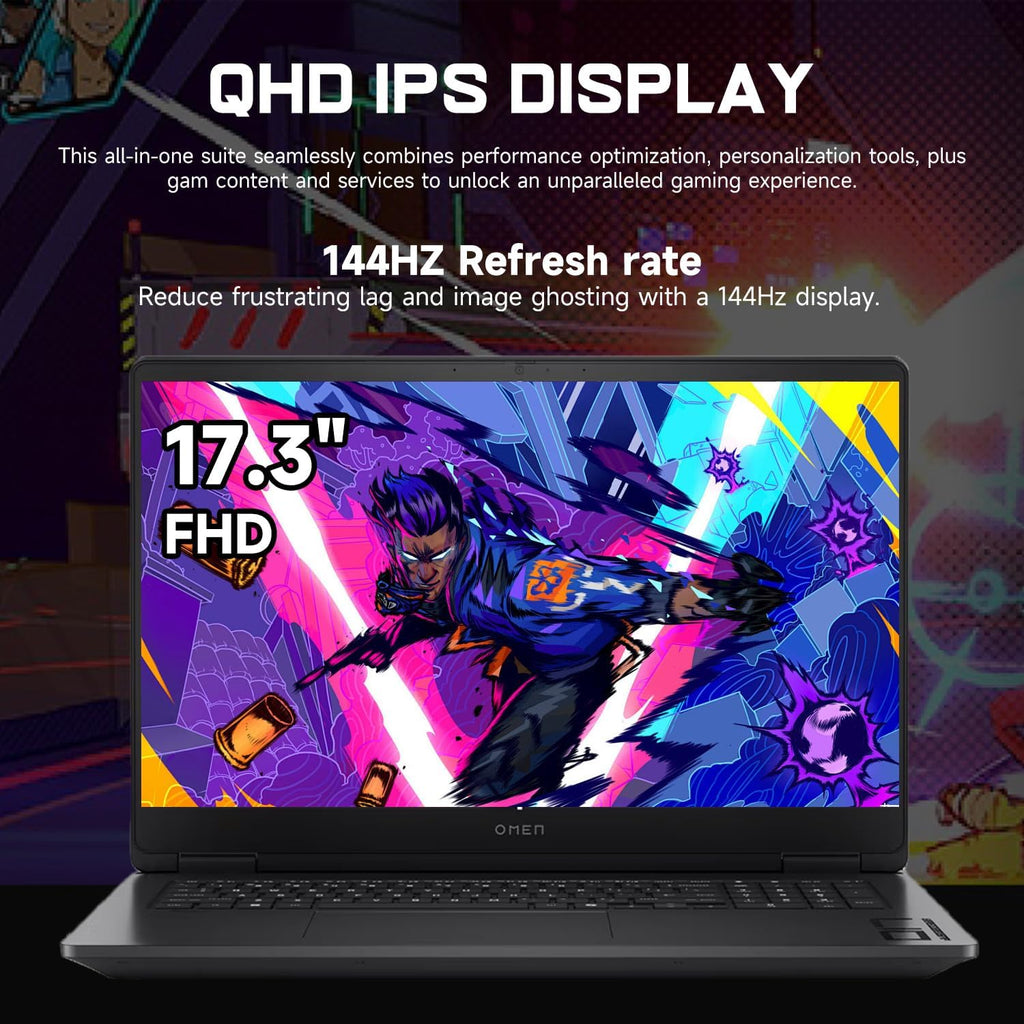 HP OMEN 17.3 RTX 5070 AI Gaming Laptop, 17.3' FHD 144Hz, AMD Ryzen AI 9 365, NVIDIA RTX 5070, 32GB DDR5 RAM, 1TB SSD, RGB Backlit KB, Low Blue Light, Bundle with Thunderobot 7 in-1 USB-C Hub