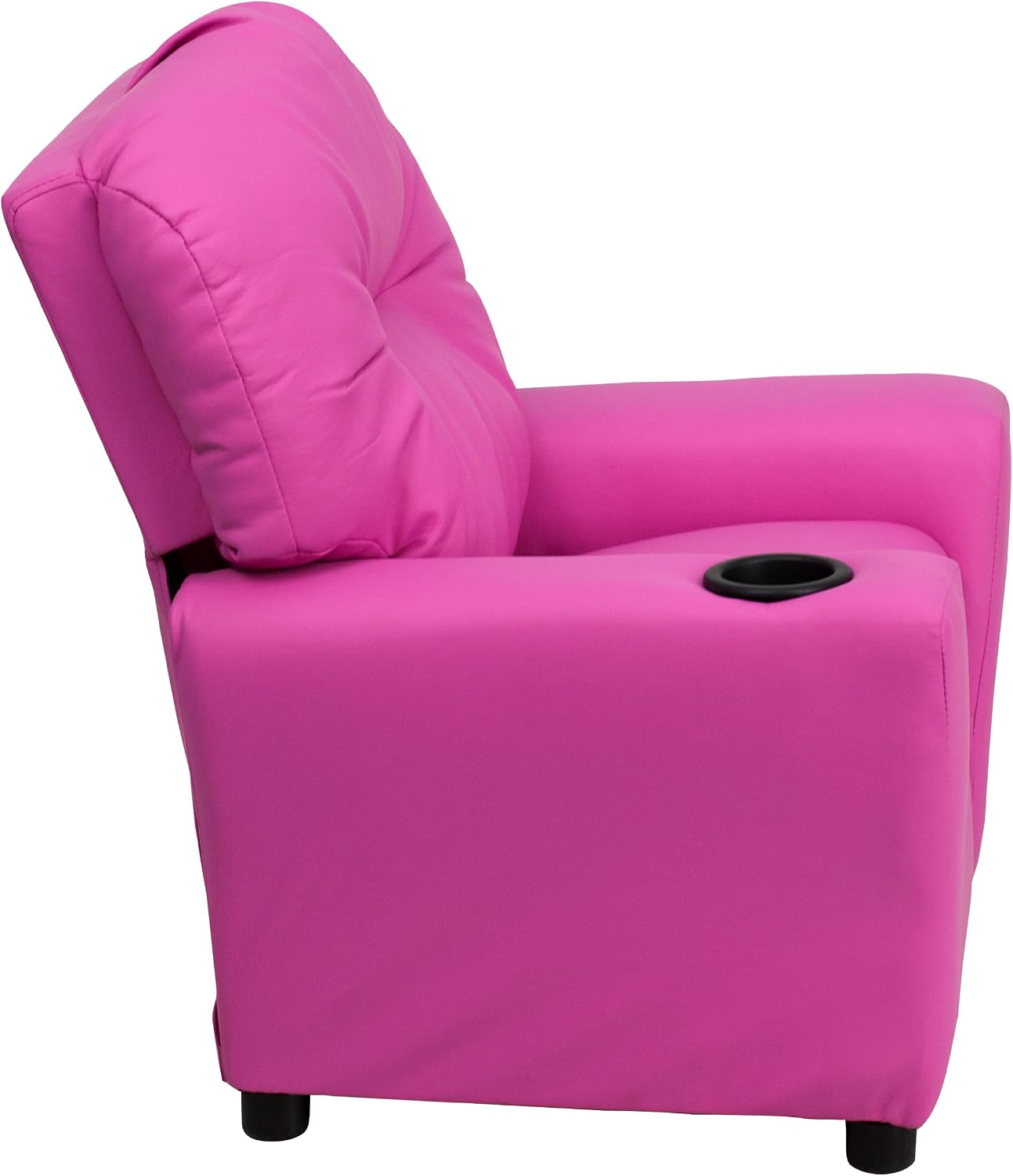 EMMA + OLIVER Hot Pink Vinyl Kids Recliner with Cup Holder