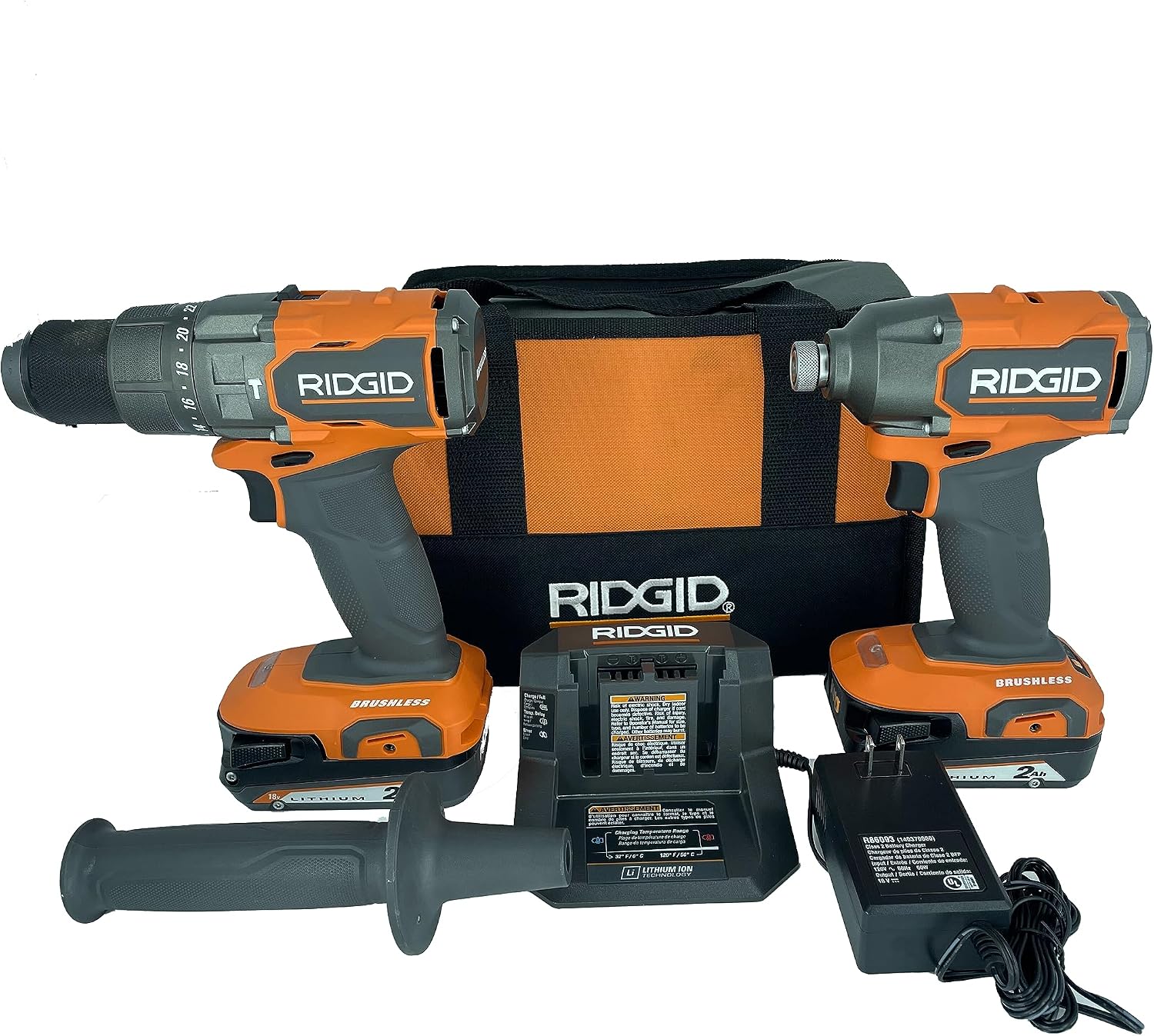 RIDGID 18V Brushless Drill/Driver and 3-Speed Impact Driver Kit with (2) 2.0 Ah Batteries and Charger(R92091SB3)