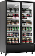 IDEALHOUSE Commercial Merchandiser Refrigerator, 24.7 Cu.Ft, Glass Door, Beverage Cooler, 5 Adjustable Shelves, Bar Fridge, Commercial Display, Large Capacity, Black, For Restaurant, Store, Bar