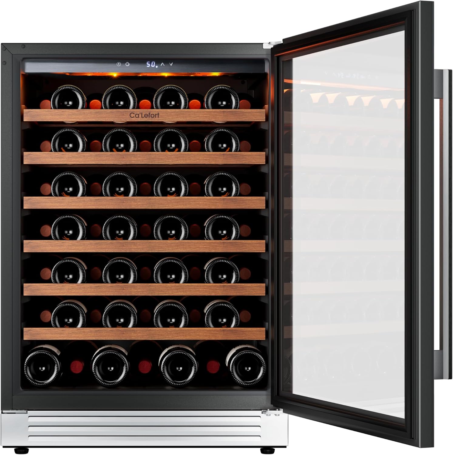 Ca'Lefort 24 Inch Wine Fridge, 61 Bottle Wine Cooler Refrigerator, 40-65°F Wine Refrigerator Glass Door, 3 LED Wine Fridge, Built-in or Freestanding Fridge for Home/Bar/Kitchen (5.65 cu.ft)