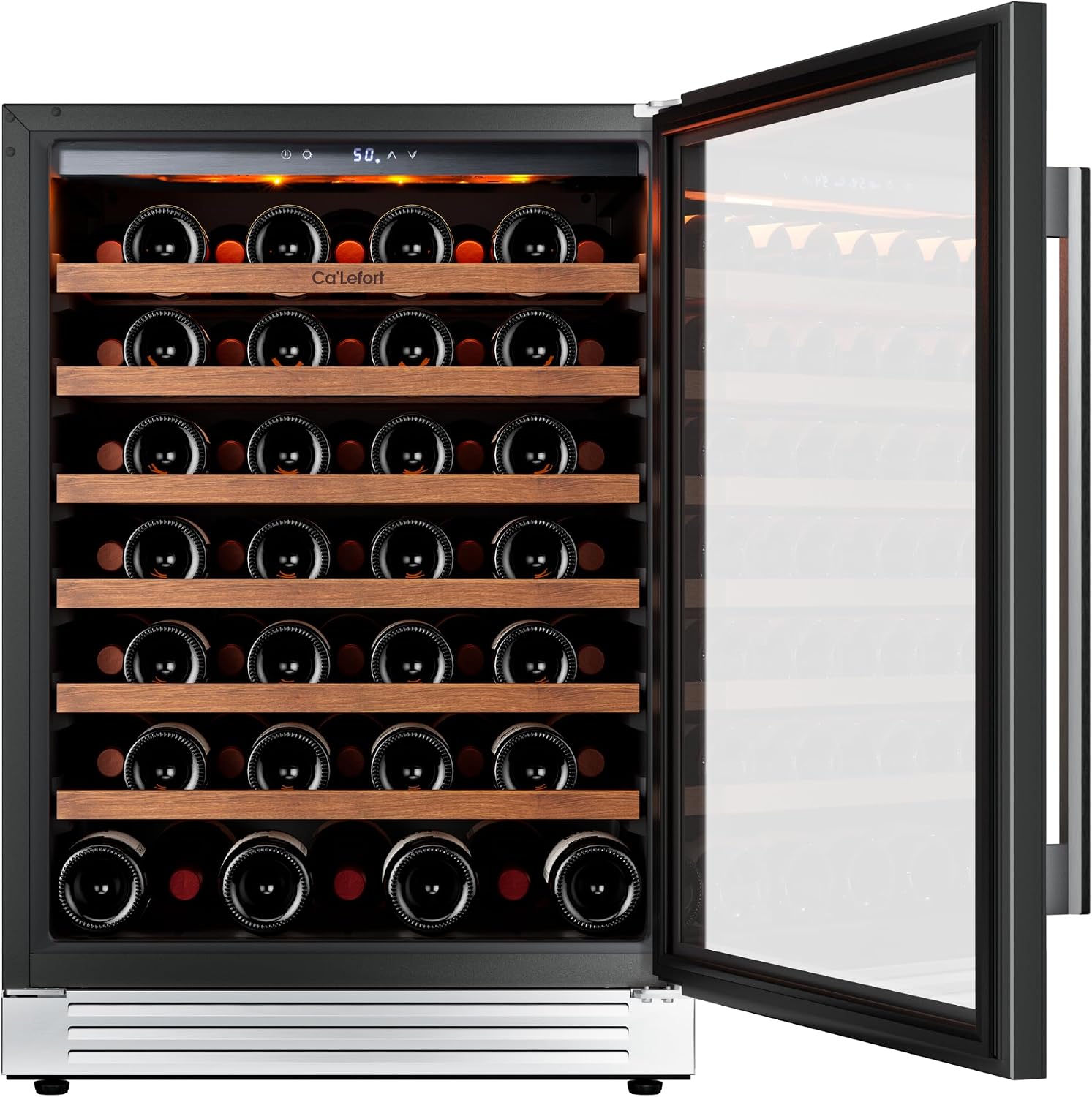 Ca'Lefort 24 Inch Wine Fridge, 61 Bottles 40-65°F Wine Cooler, Adjustable Shelves & 3 LED Light, Wine Refrigerator with Glass Door, Built-in Under Counter Freestanding for Home/Kitchen/Bar