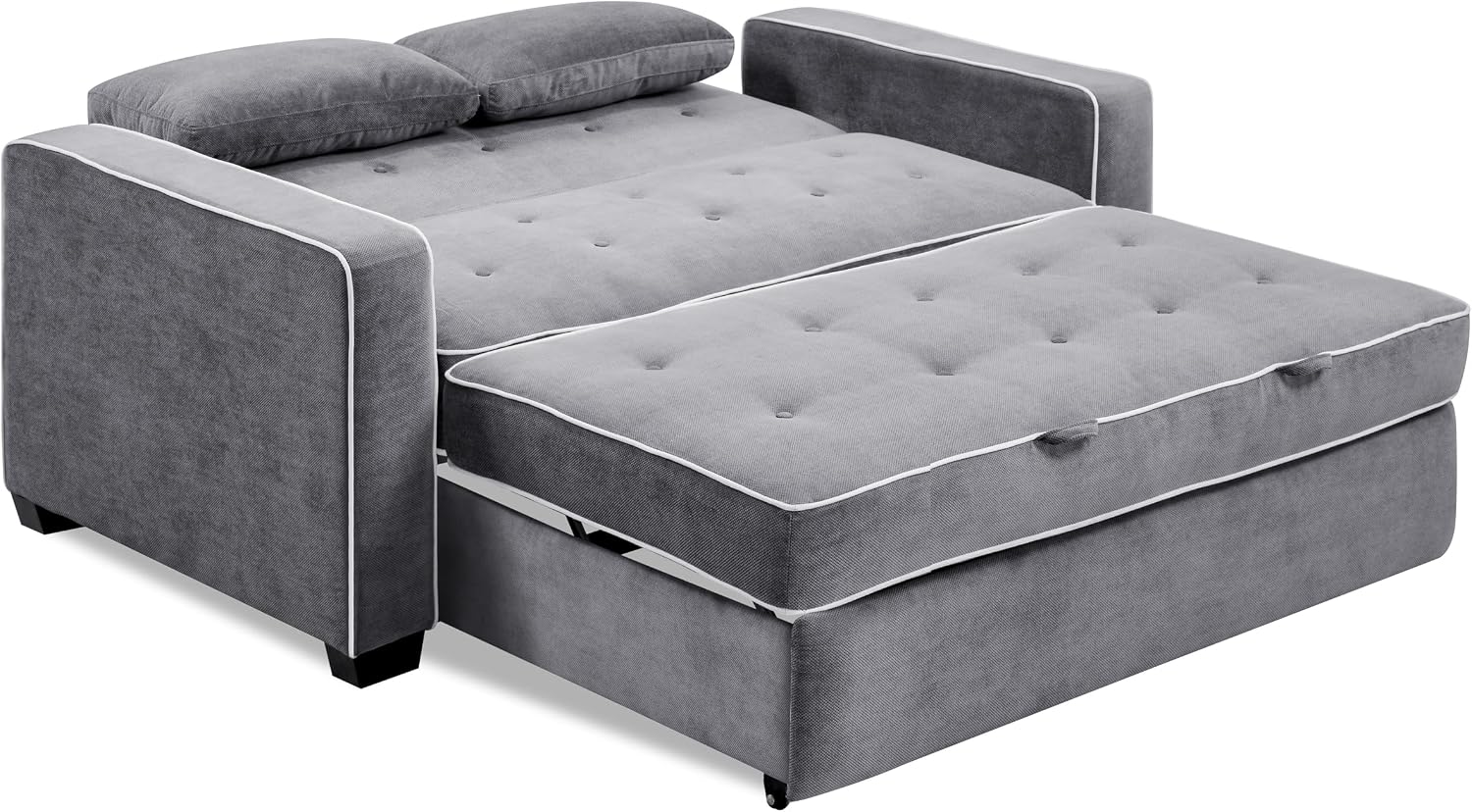 Serta Ainsley 72.6' Convertible Sleeper Sofa, Queen Size, Dreamcoil Comfort, Soft Woven Fabric, Charcoal