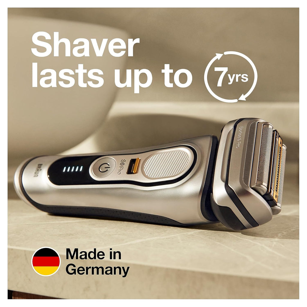 Braun Series 9 Pro 9487cc Electric Razor for Men, Wet & Dry, Rechargeable, Electric Shaver with Clean & Charge Station and ProCare Attachment w/ Clean & Renew Refill Cartridges CCR, 3 Pack